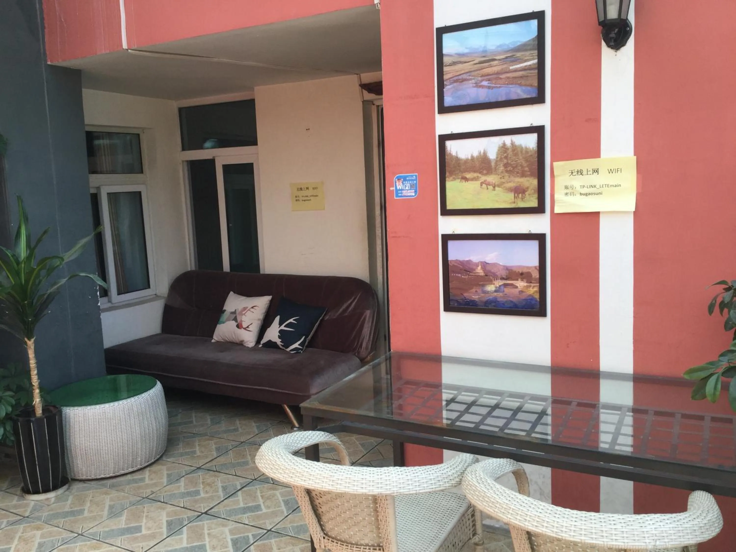 Seating area in LETE Hostel
