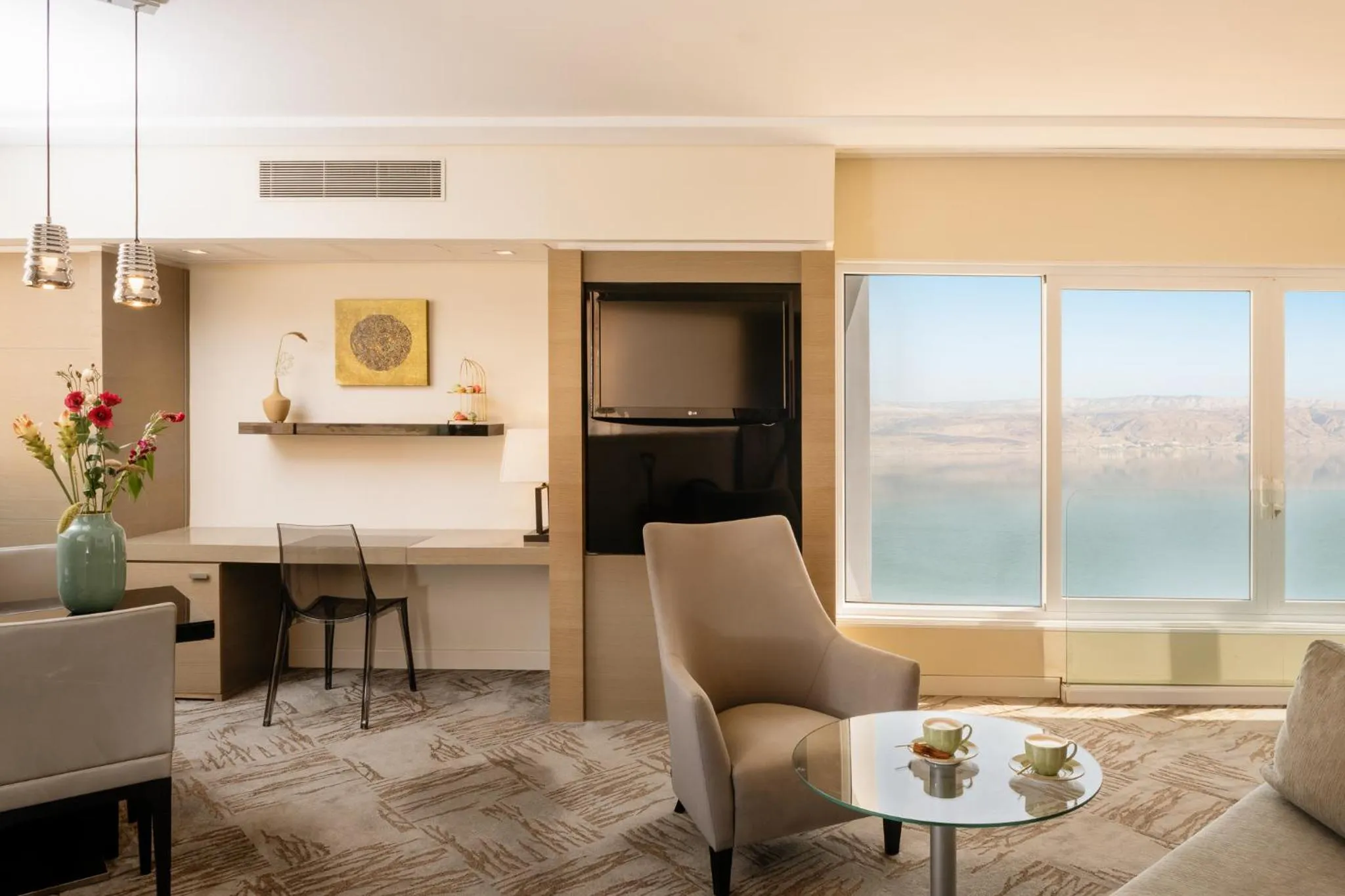Living room in Vert Dead Sea by AFI Hotels