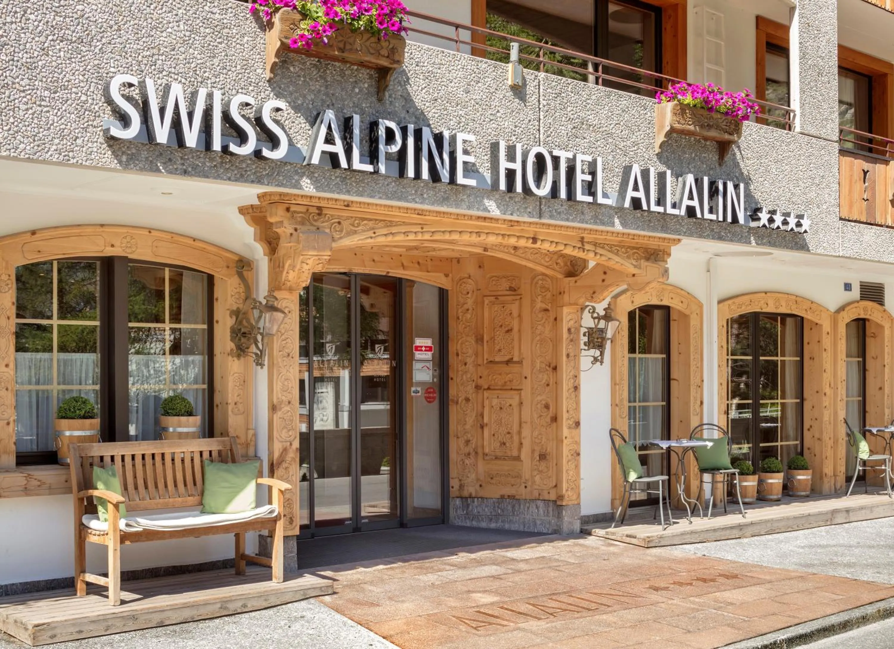 Facade/entrance in Swiss Alpine Hotel Allalin