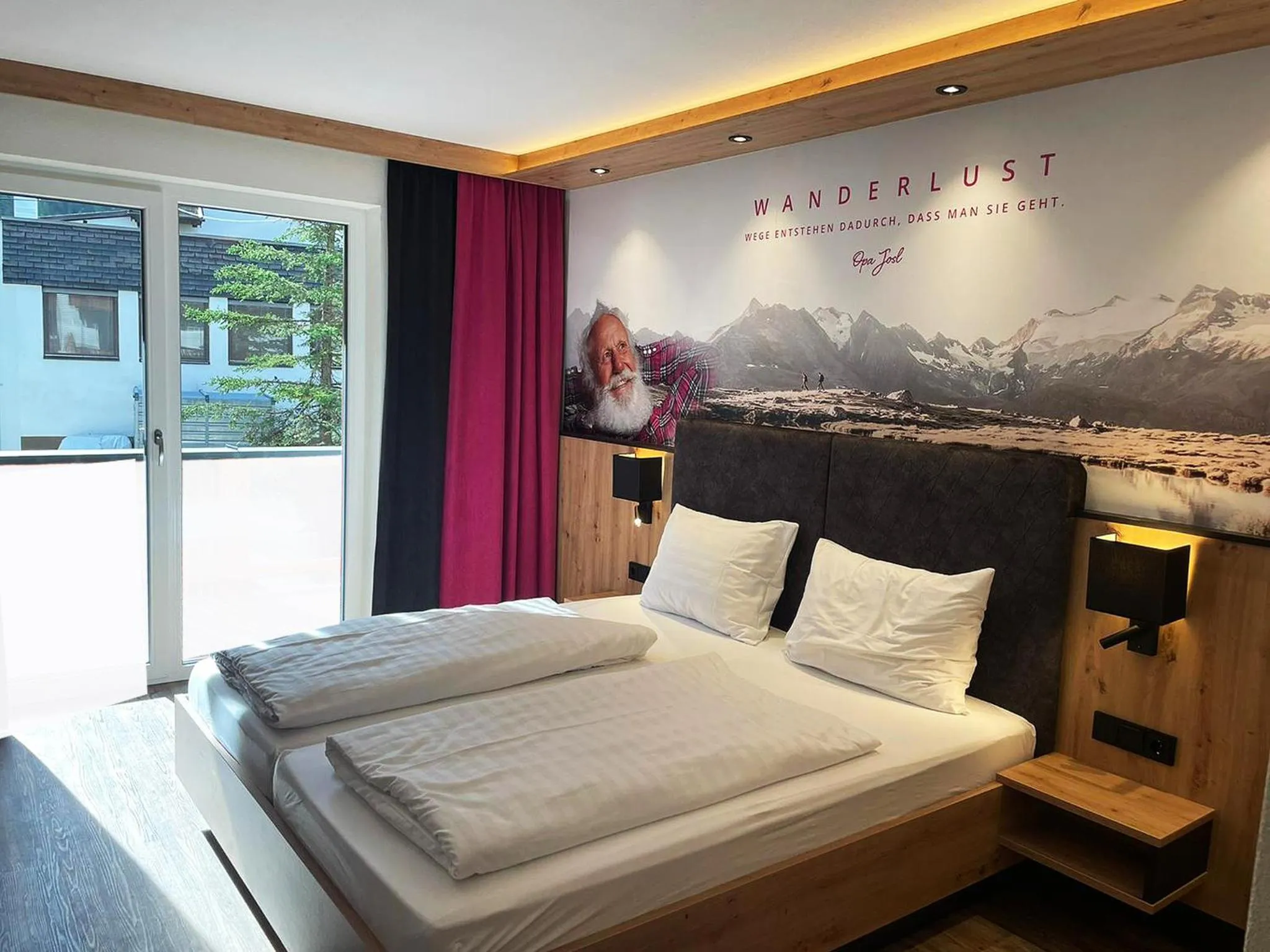 Photo of the whole room, Bed in first mountain Hotel Ötztal