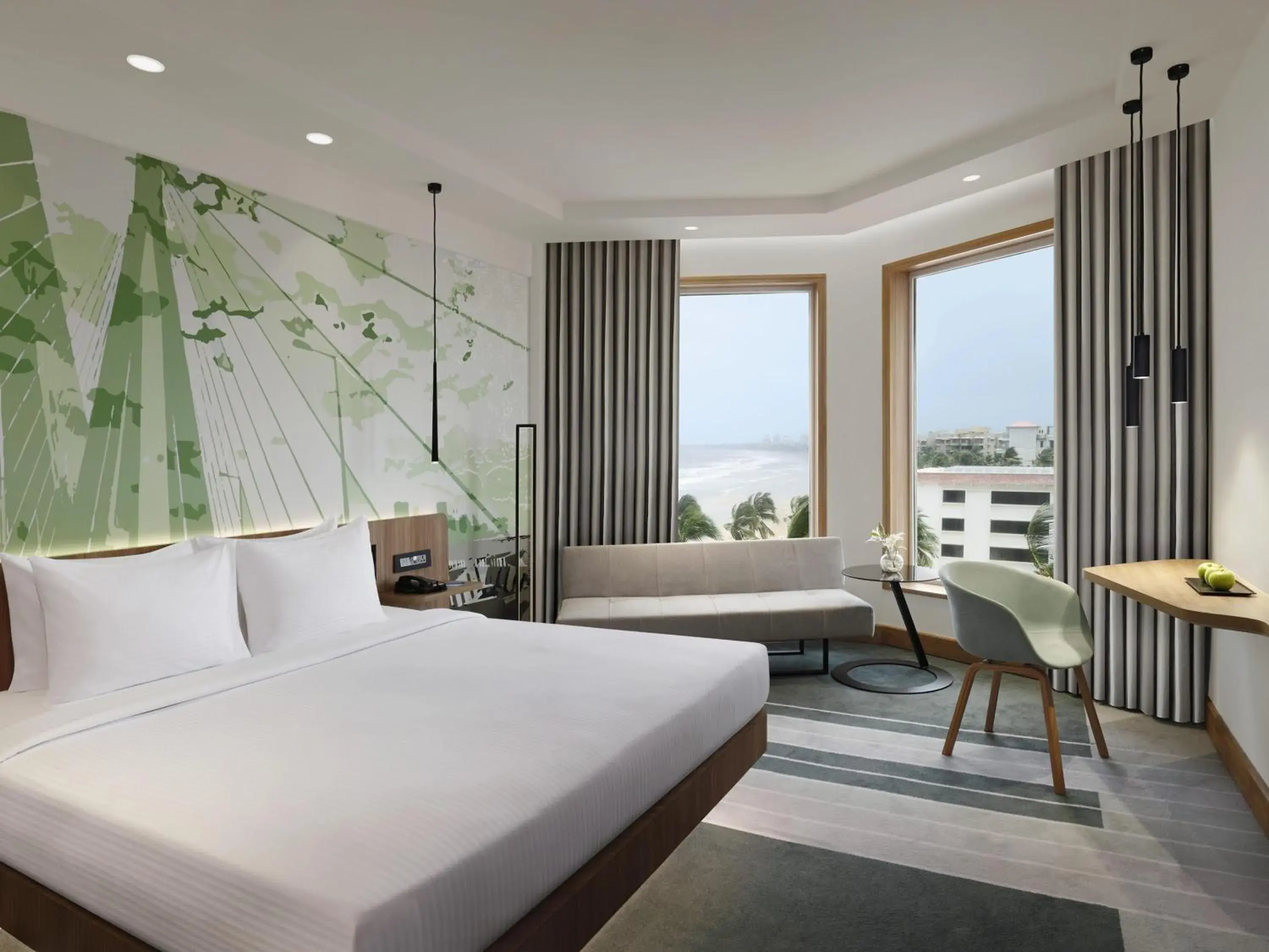 Premier King Bed Ocean View - single occupancy - Higher Floor, Buffet Breakfast, Premier Lounge with Cocktail Hrs. from 18:00 Hrs. to 20:00 Hrs in Novotel Mumbai Juhu Beach Premier King Bed Ocean View - single occupancy - Higher Floor, Buffet Breakfast, Premier Lounge with Cocktail Hrs. from 18:00 Hrs. to 20:00 Hrs in Novotel Mumbai Juhu Beach