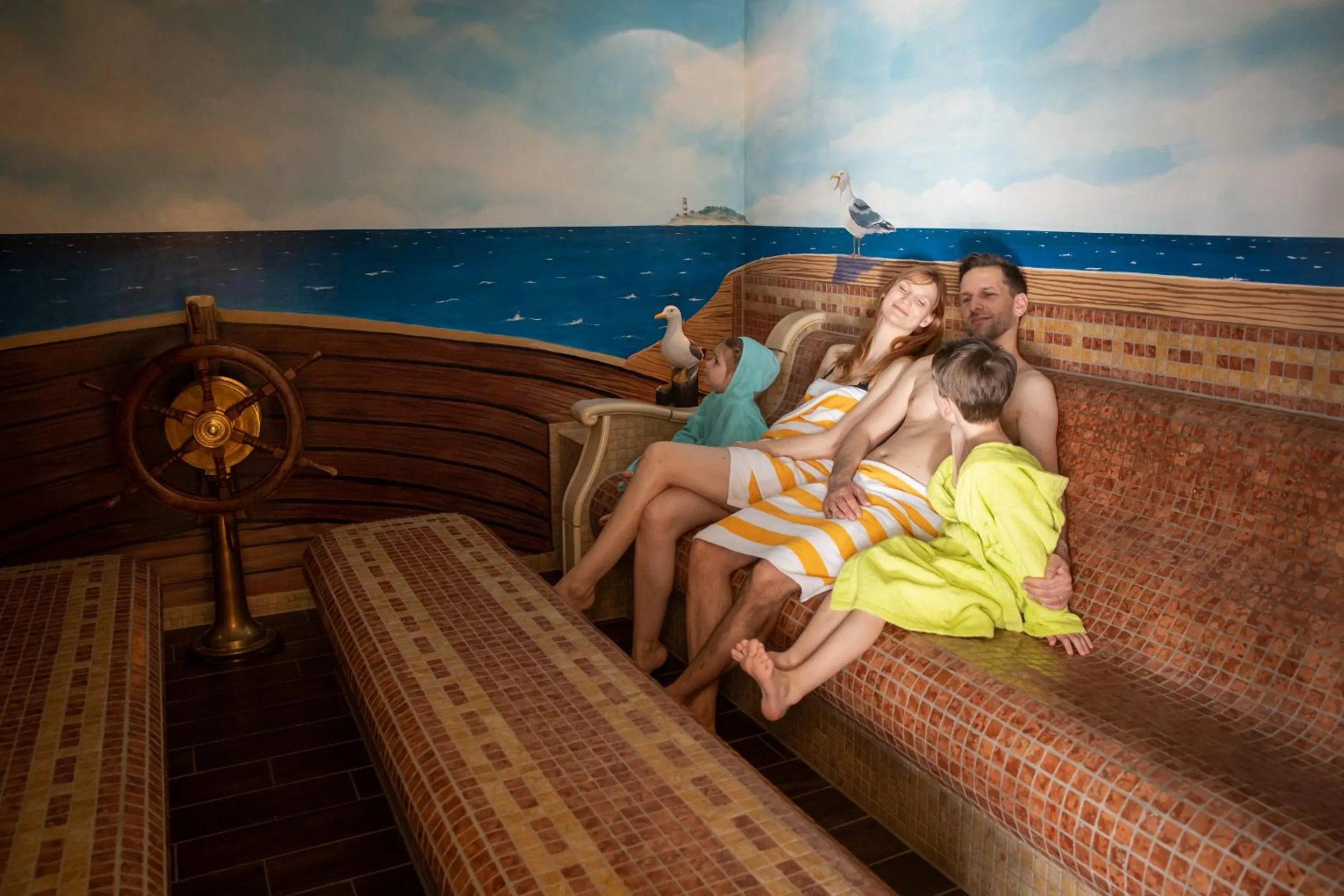 Sauna in Familien Wellness Hotel Seeklause mit großem Abenteuerspielplatz "Piraten-Insel-Usedom" Kinder immer All-Inklusive & Getränke ganztags inklusive