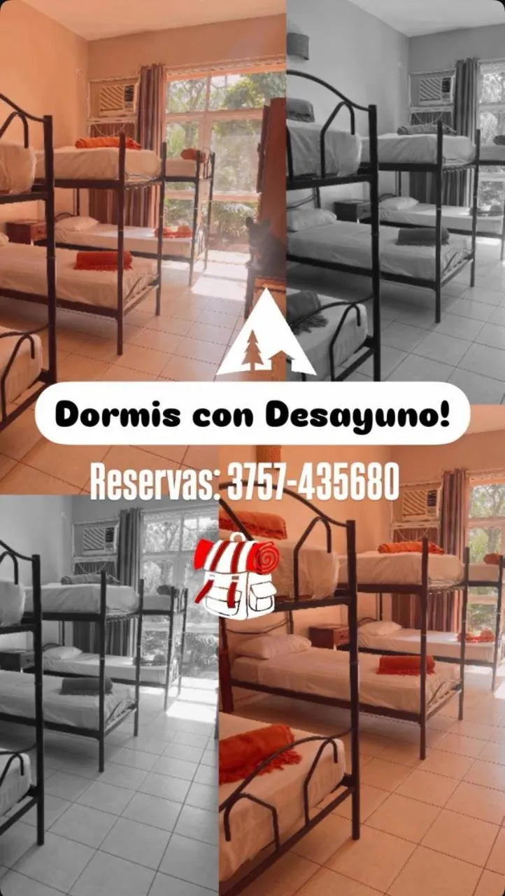 Text overlay, Bed in Beer Hotel Iguazú