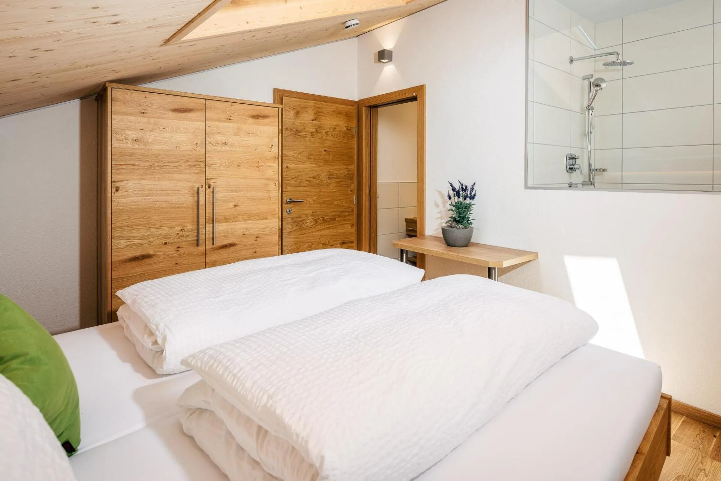 Shower, Bed in Nowders Apartments