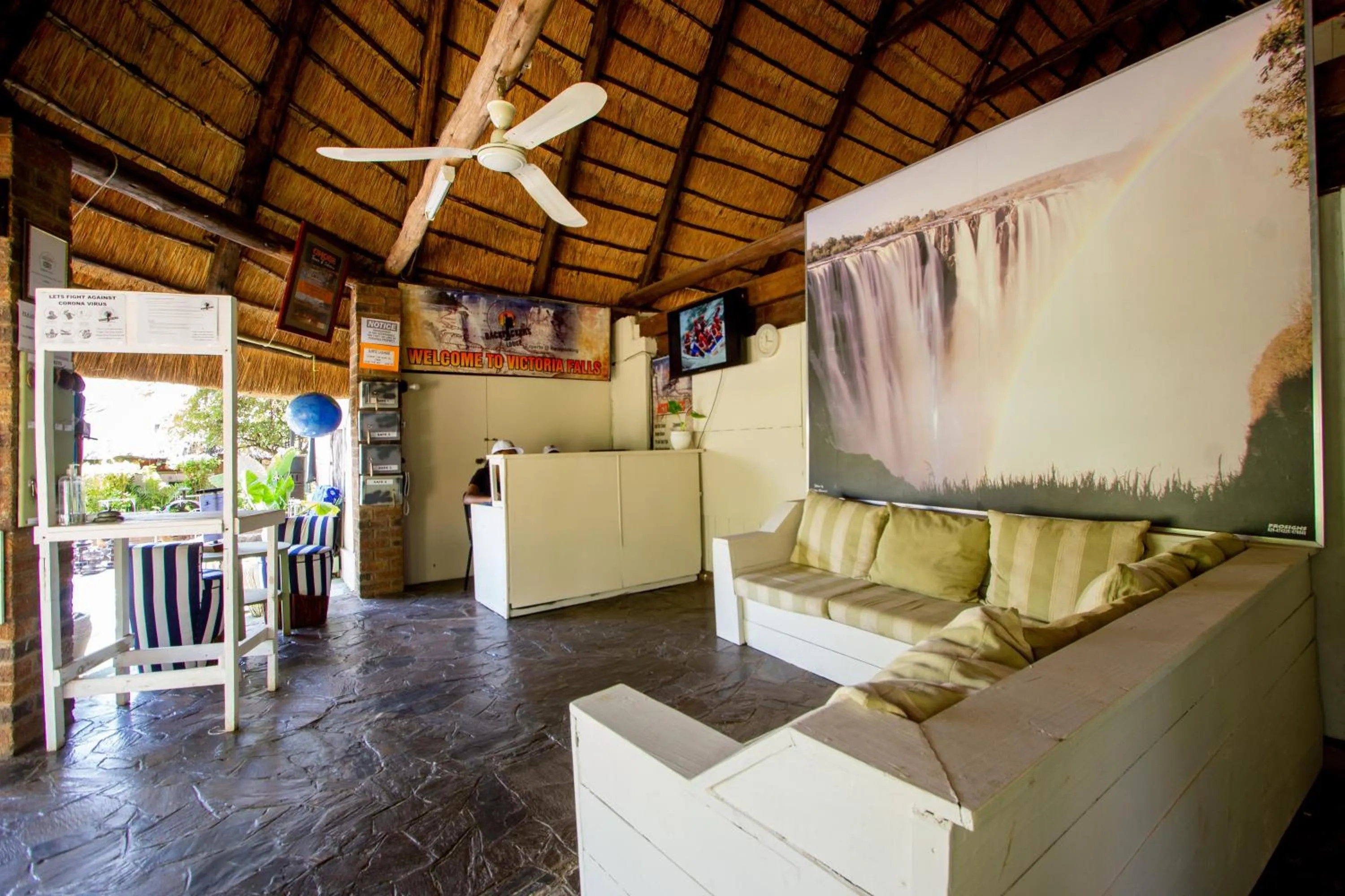 Living room in Victoria Falls Backpackers Lodge