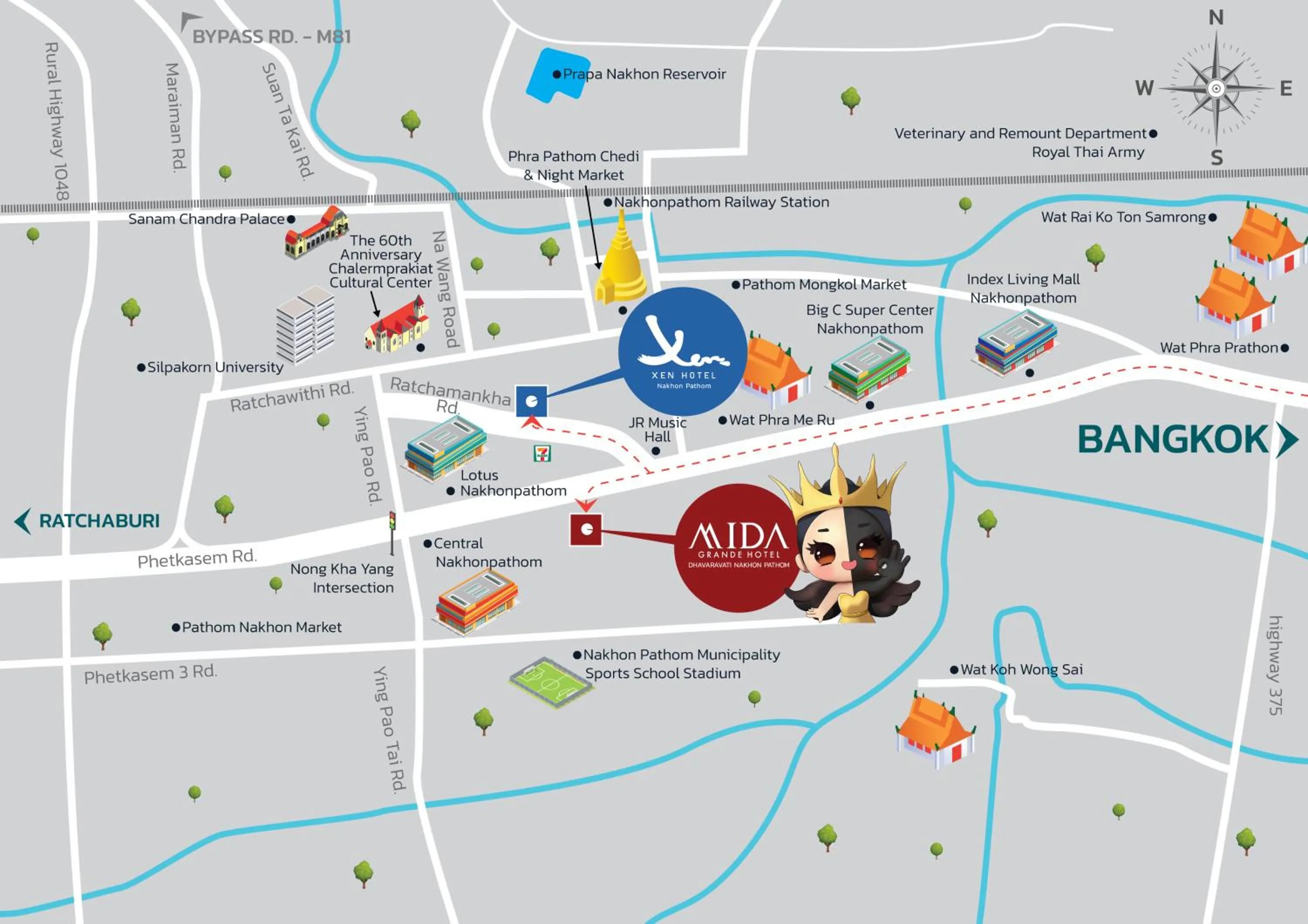 Location in Xen Hotel Nakhon Pathom - SHA PLUS