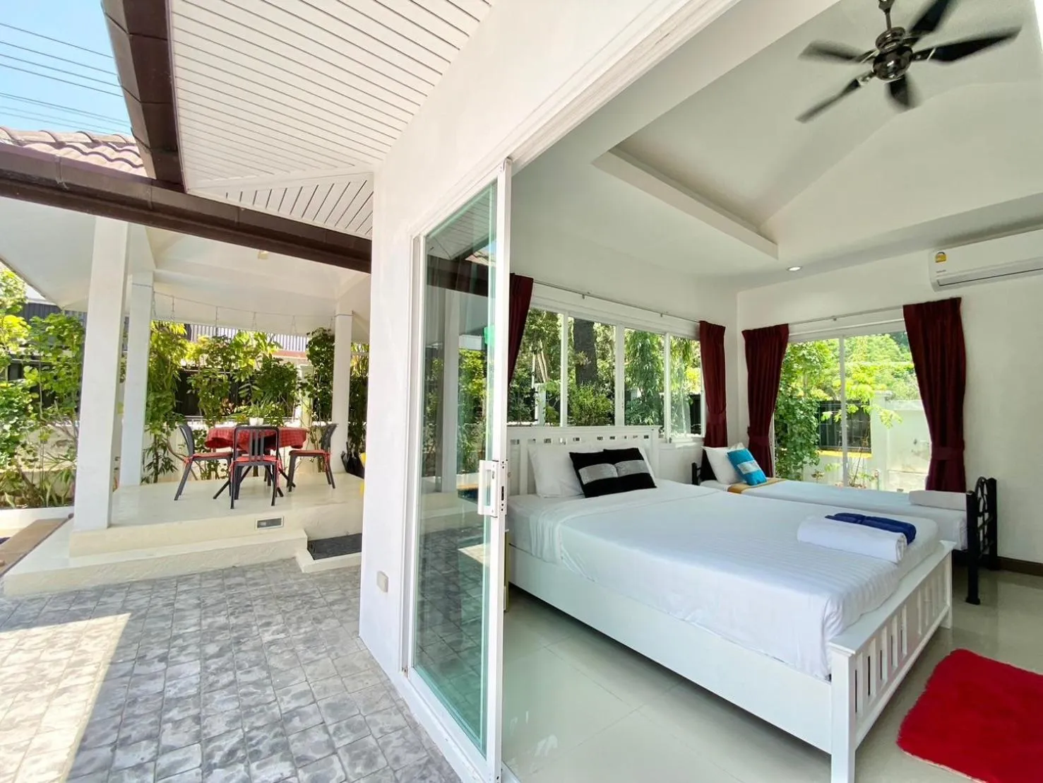 Patio, Bed in Chalong - 4 Bedroom Private Pool Villa - Phuket
