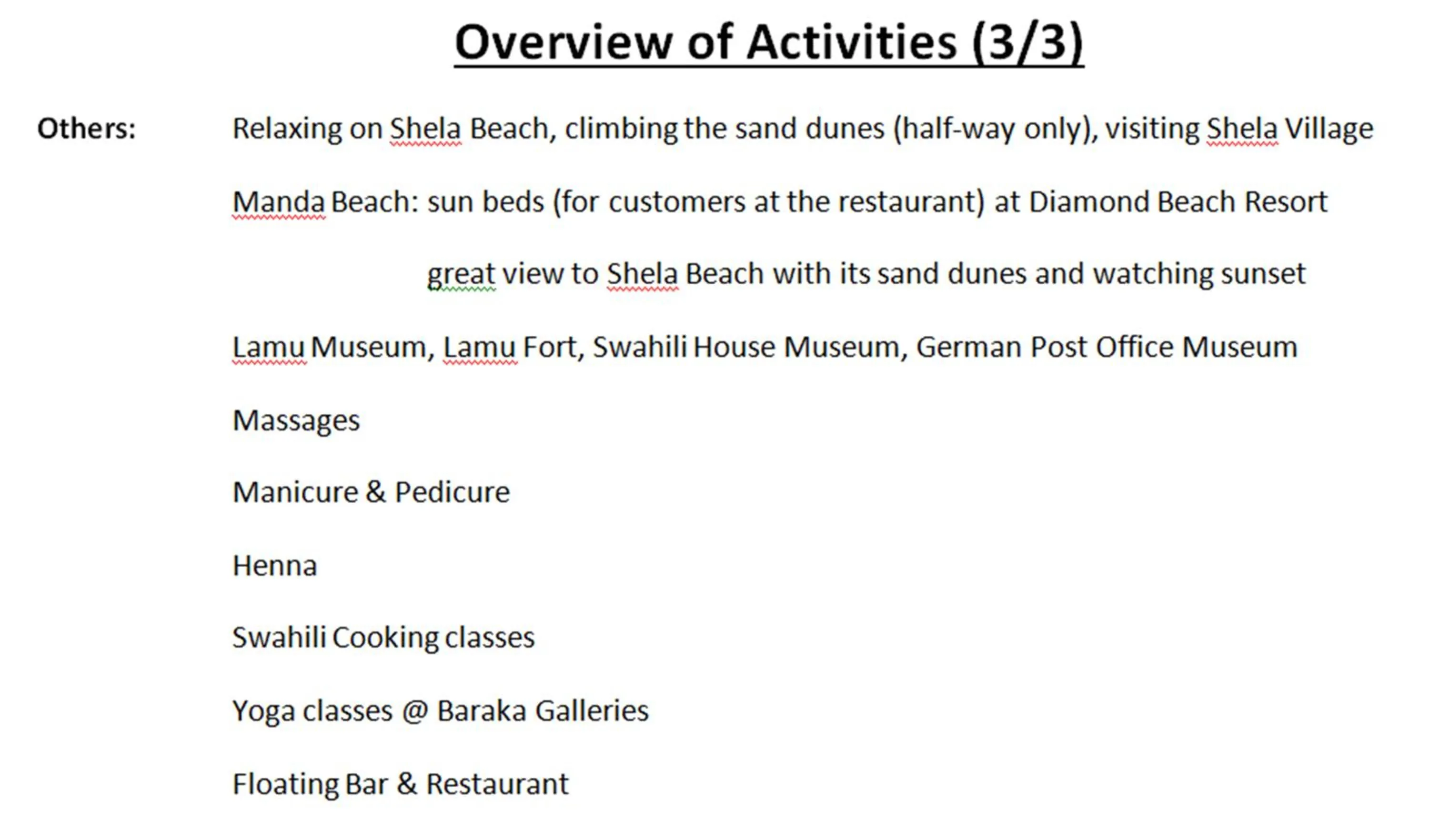 Activities in JamboHouse Lamu