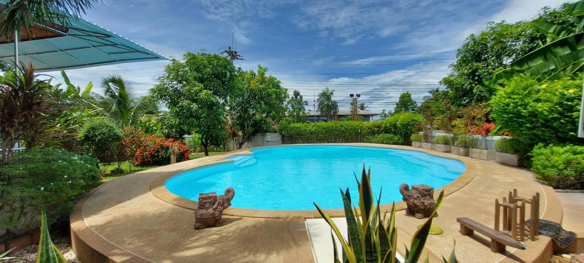 Pool view in Nuch's Apple Guest House
