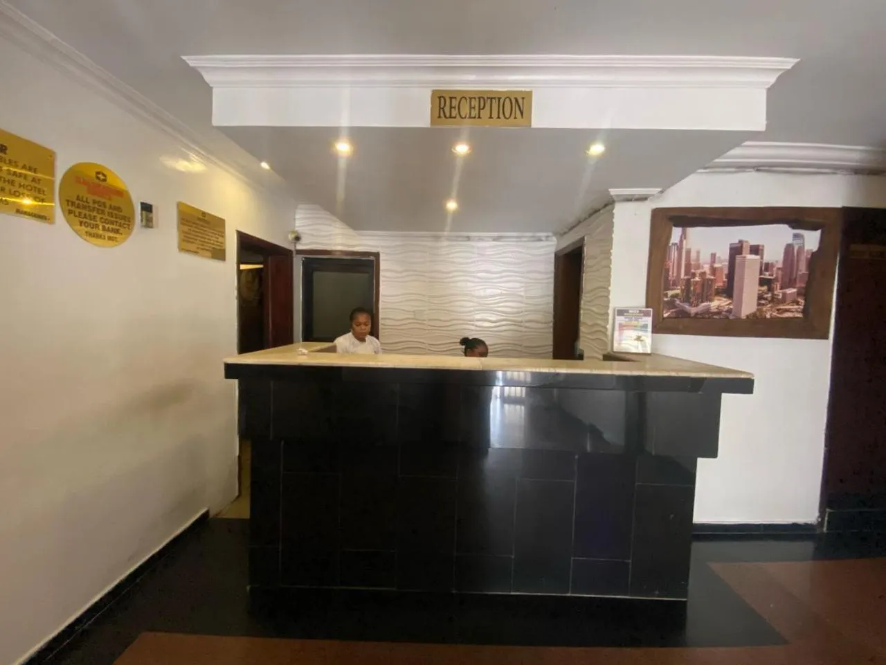 Text overlay in Presken Hotel Mojidi, Allen Ikeja