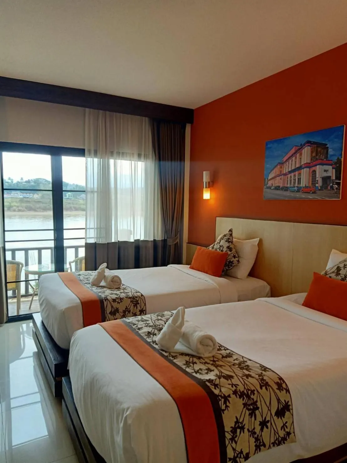 Photo of the whole room, Bed in Chiangkhong Teak Garden Riverfront Onsen Hotel- SHA Extra Plus