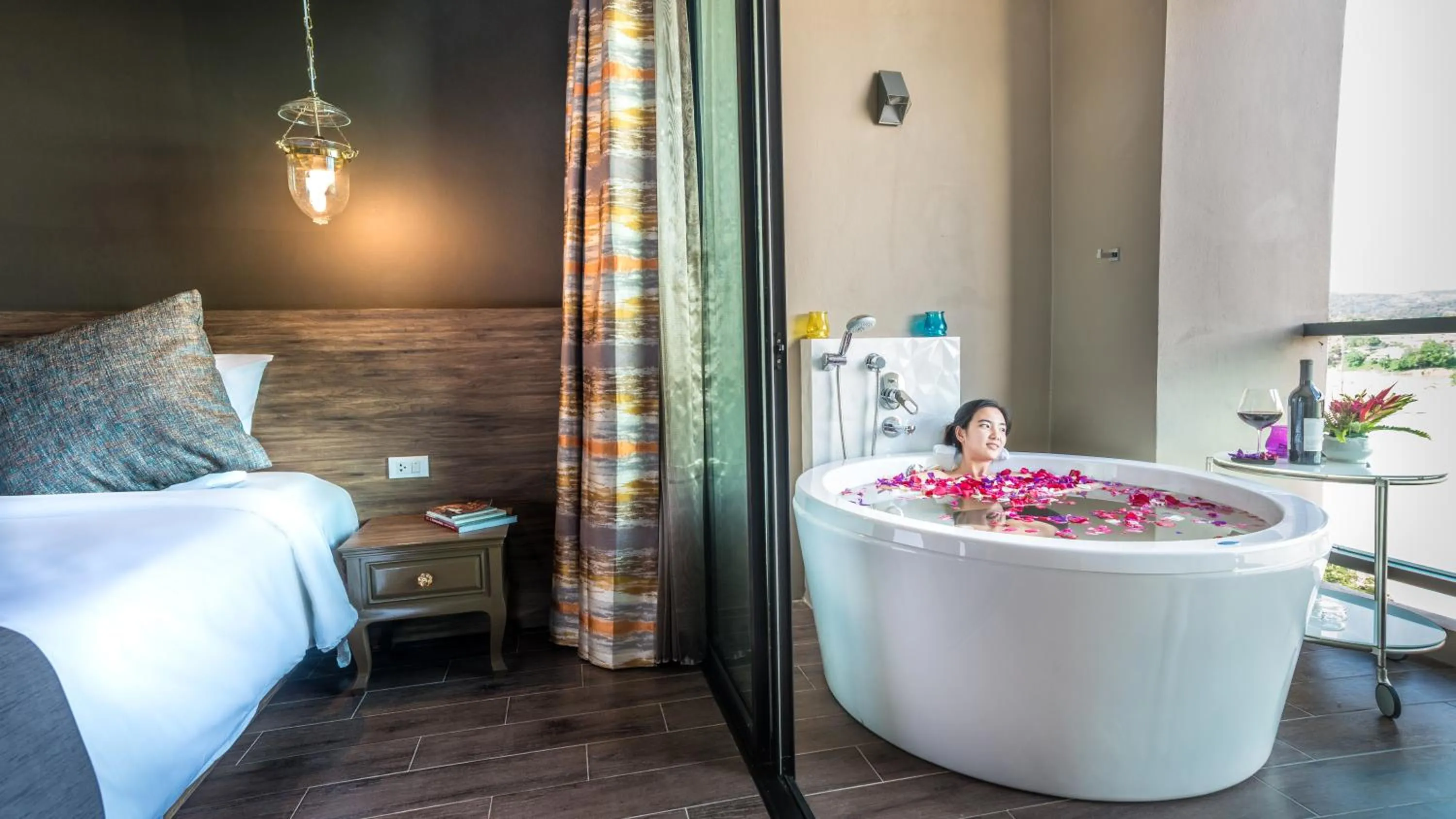 Balcony/Terrace, Bed in Chiangkhong Teak Garden Riverfront Onsen Hotel- SHA Extra Plus