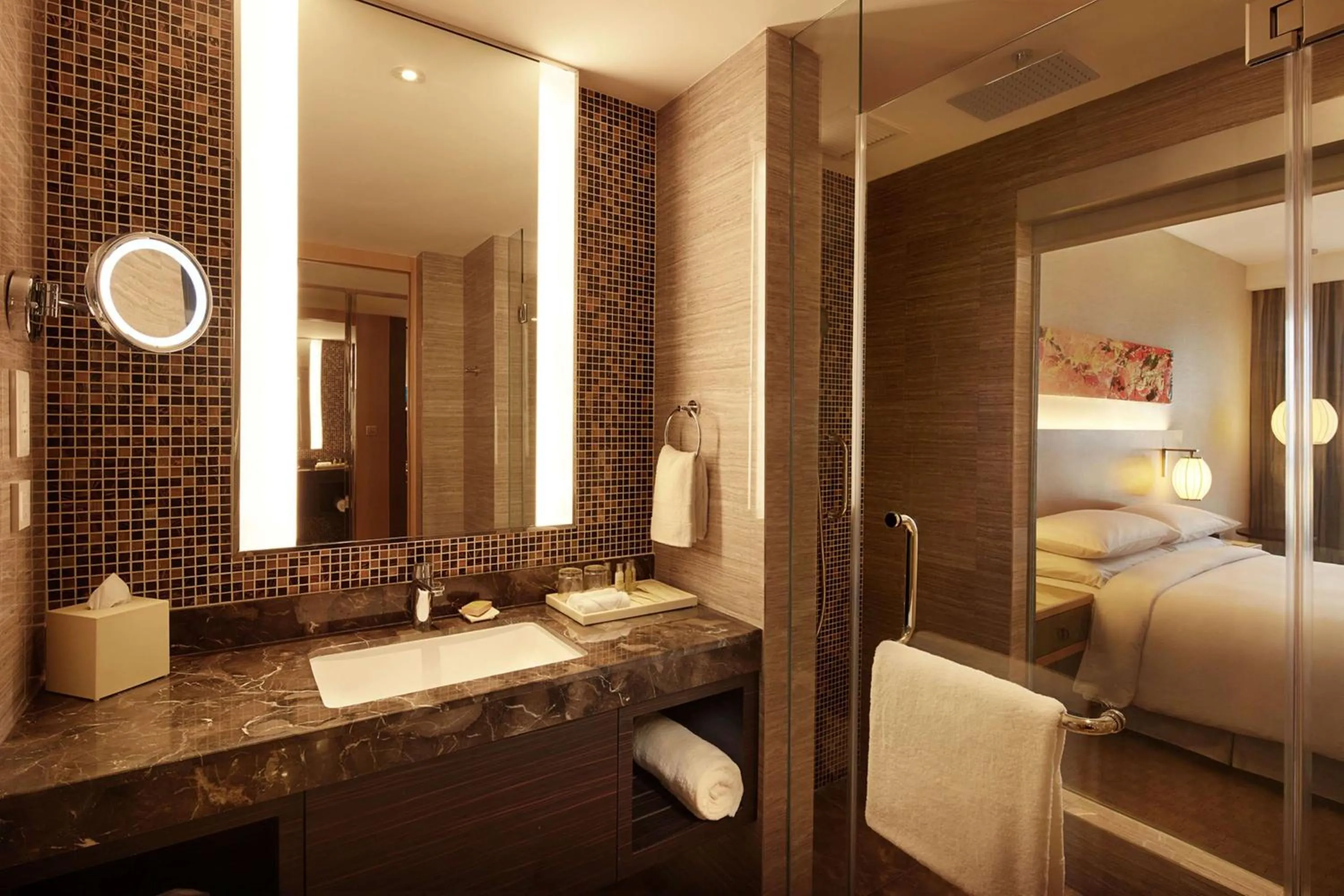 Bathroom, Bed in DoubleTree by Hilton Melaka