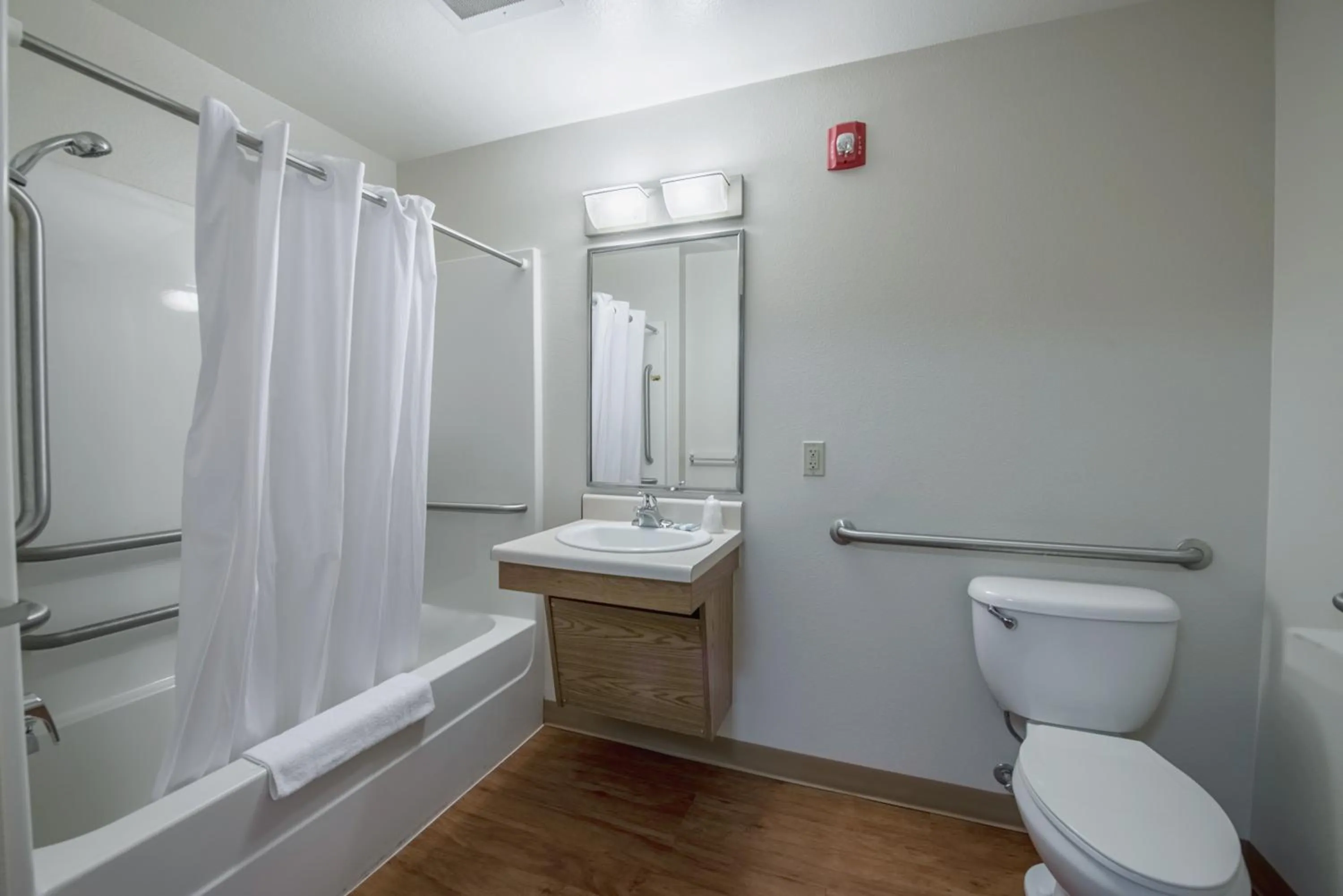 Bathroom in HomeTowne Studios by Red Roof Columbus