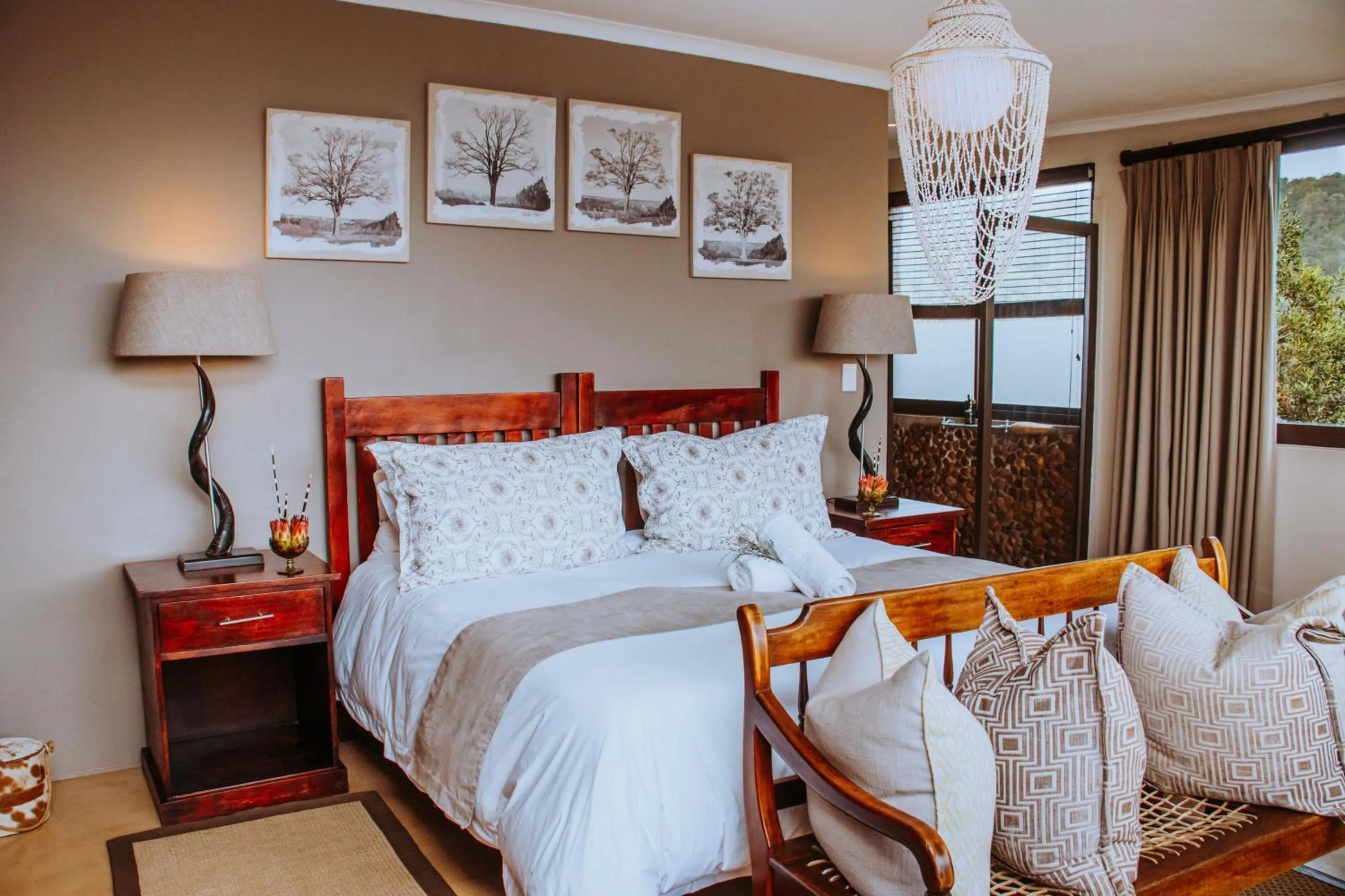Bedroom, Bed in African Safari Lodge