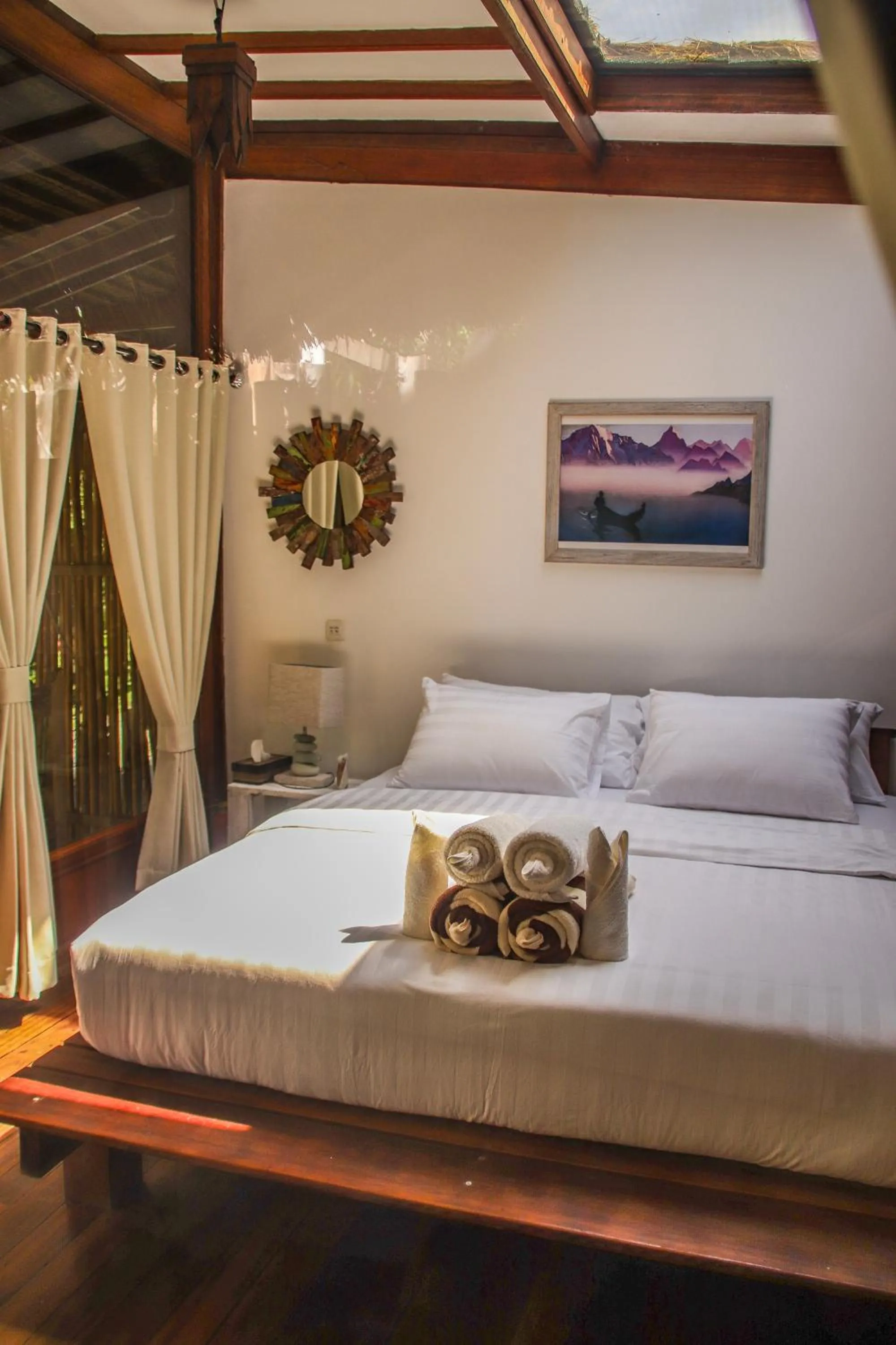 Bed in Serene Beach Villa