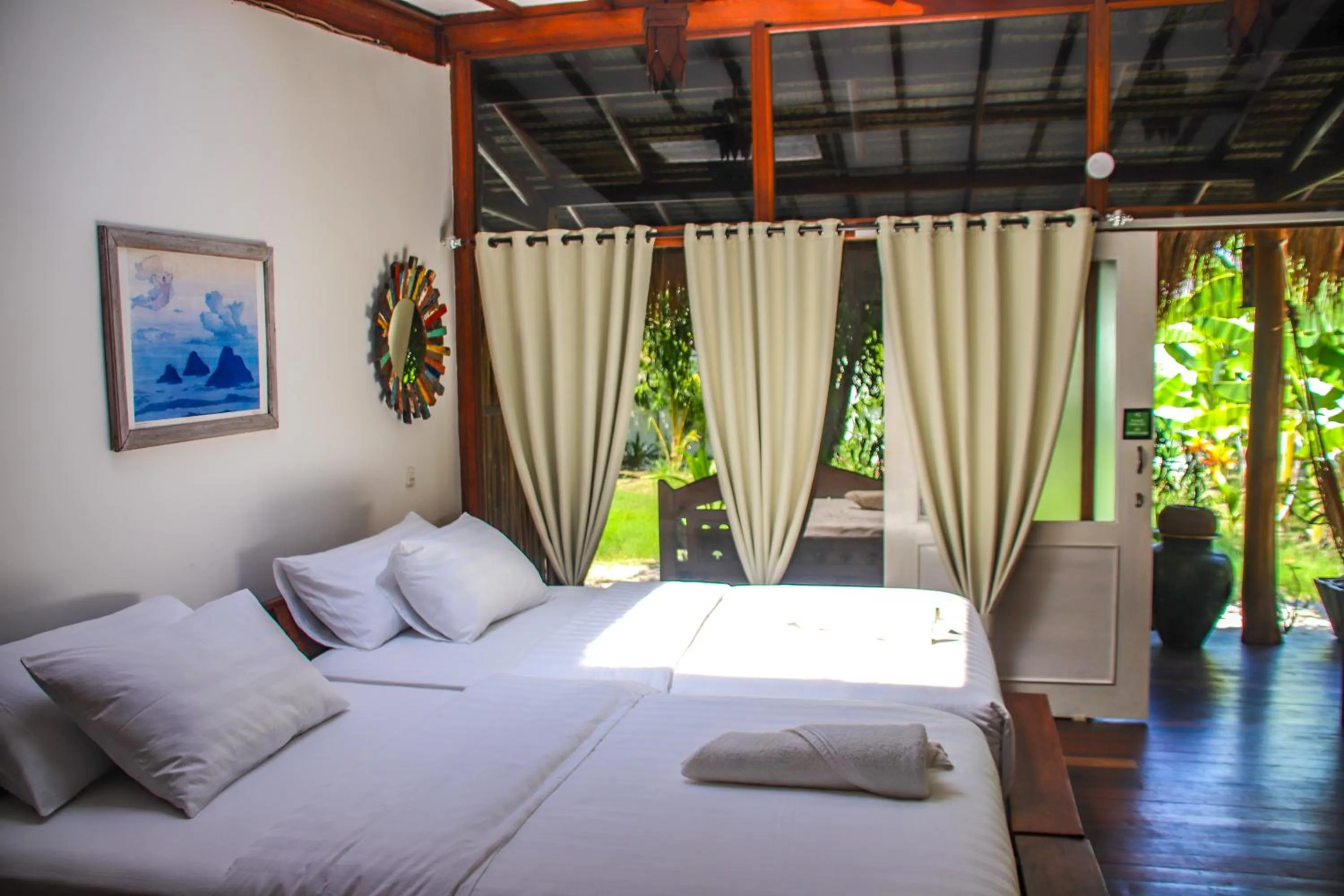 Bed in Serene Beach Villa
