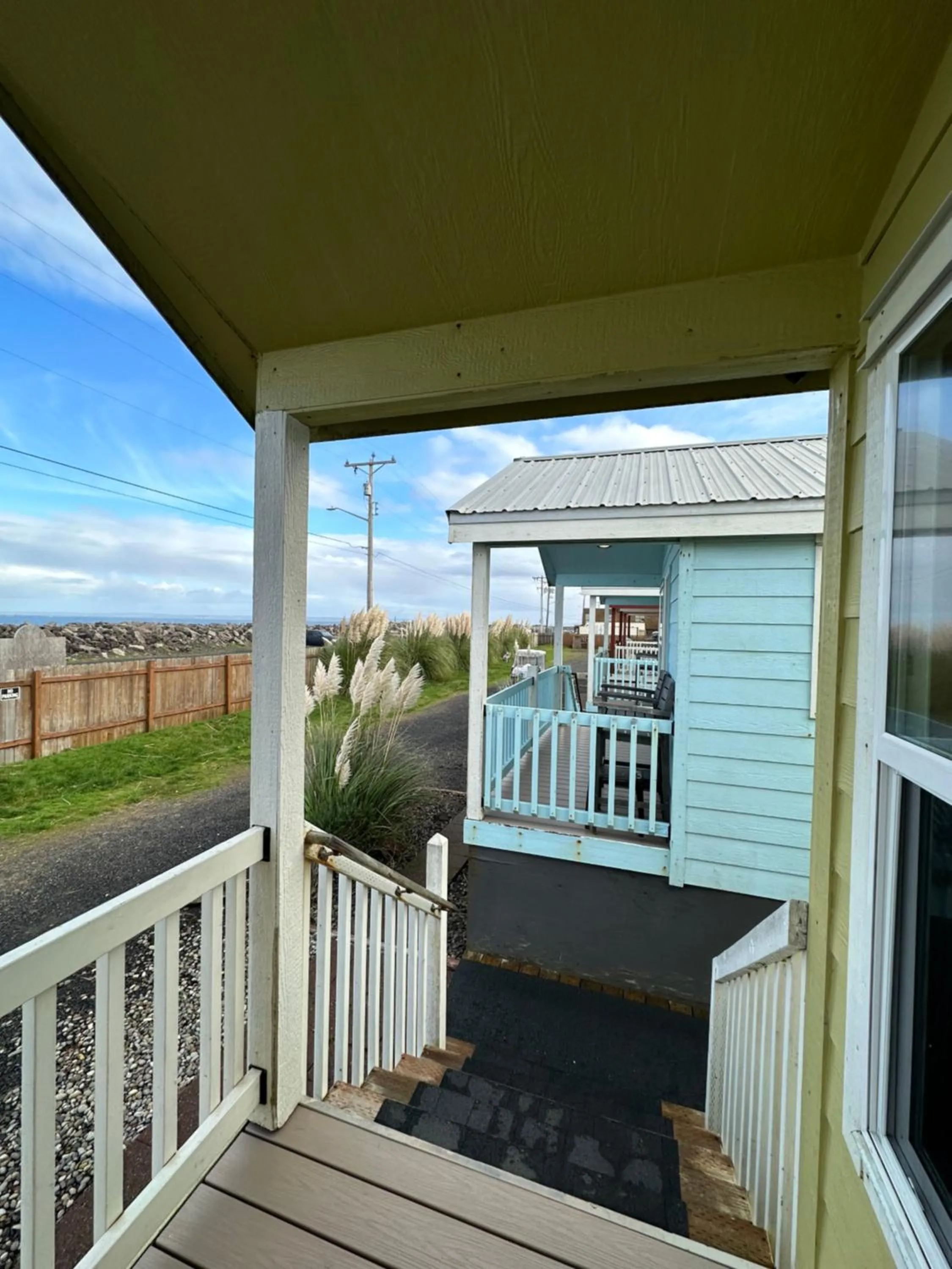 Patio in Westport Marina Cottages