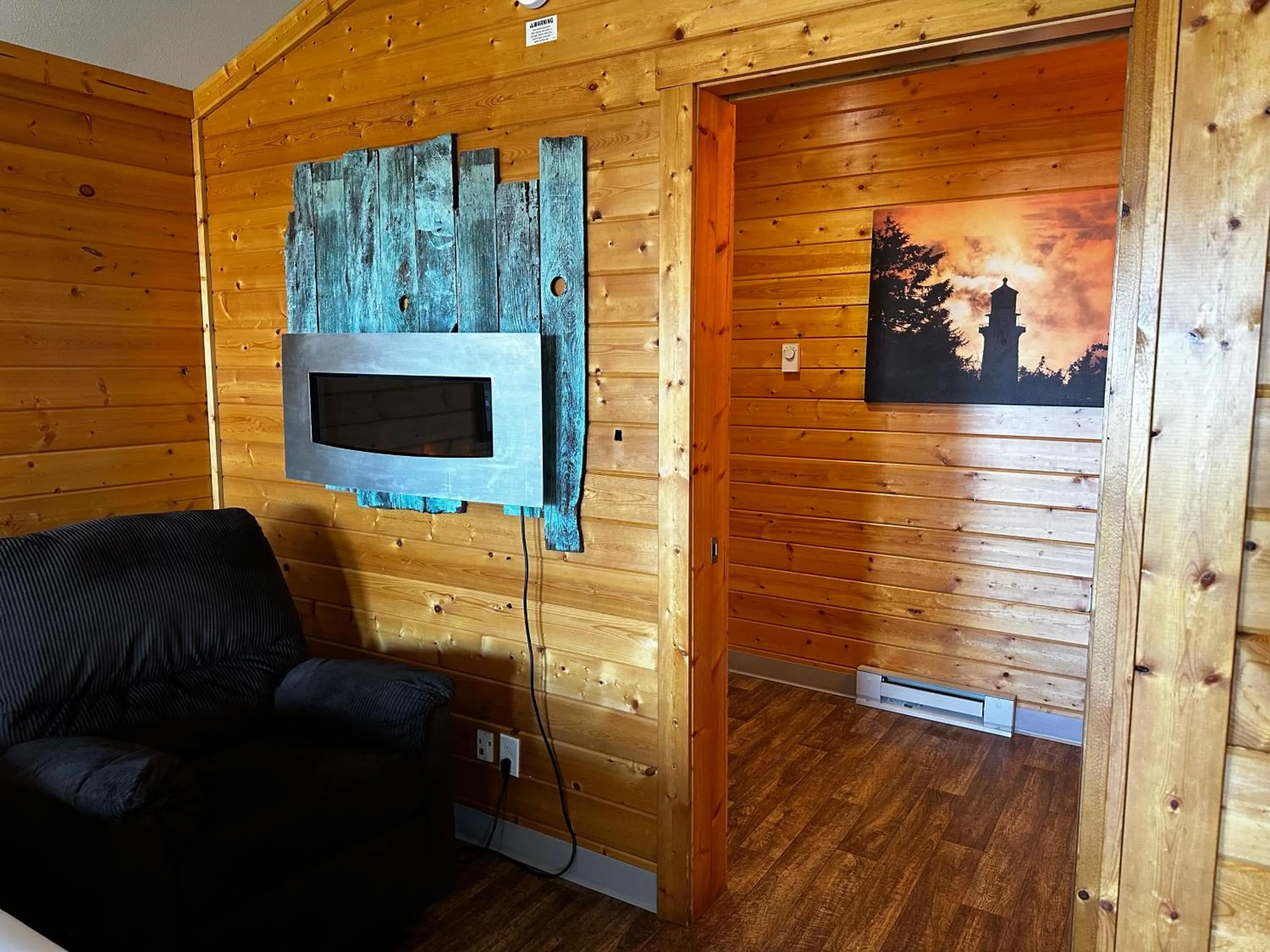 Living room in Westport Marina Cottages