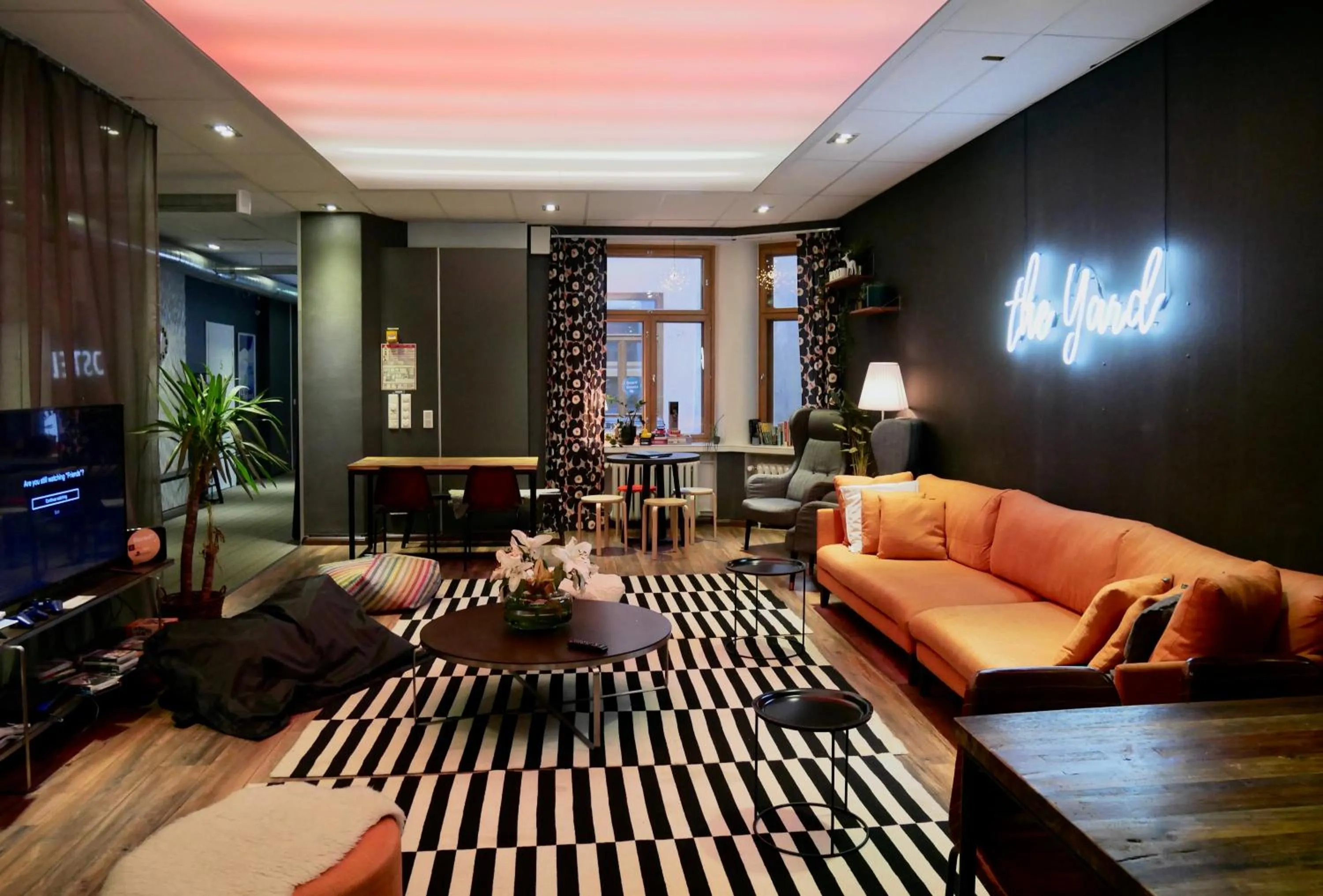 Living room in The Yard Hostel