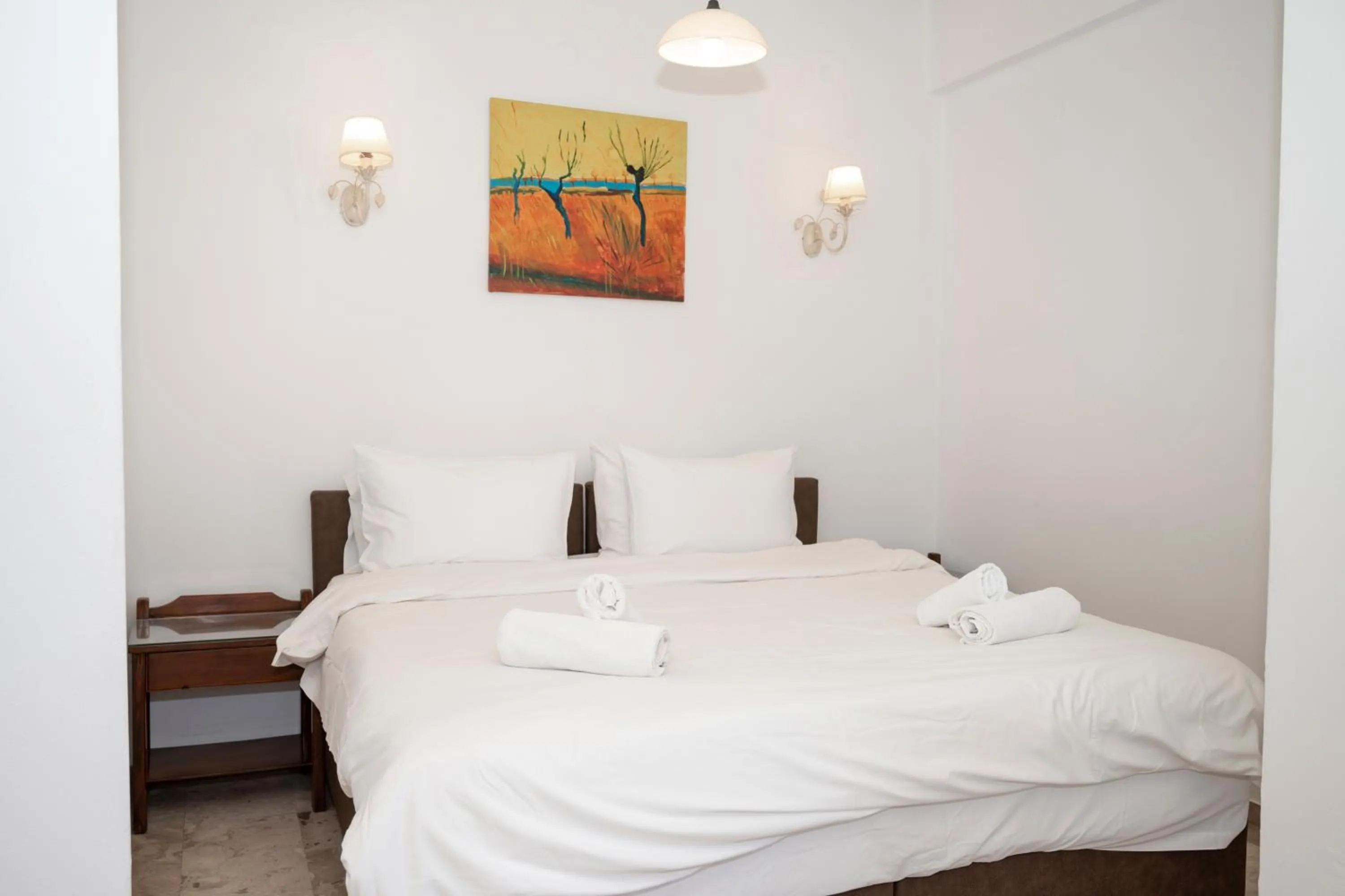 Bed in Argo Rooms-Papadakis