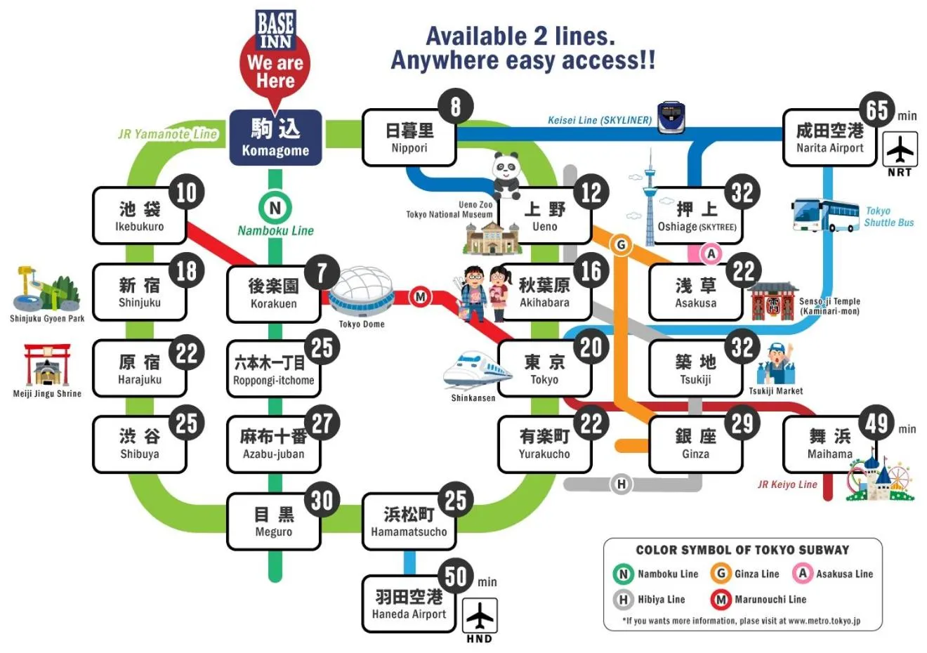 Location in Base Inn Komagome Tokyo