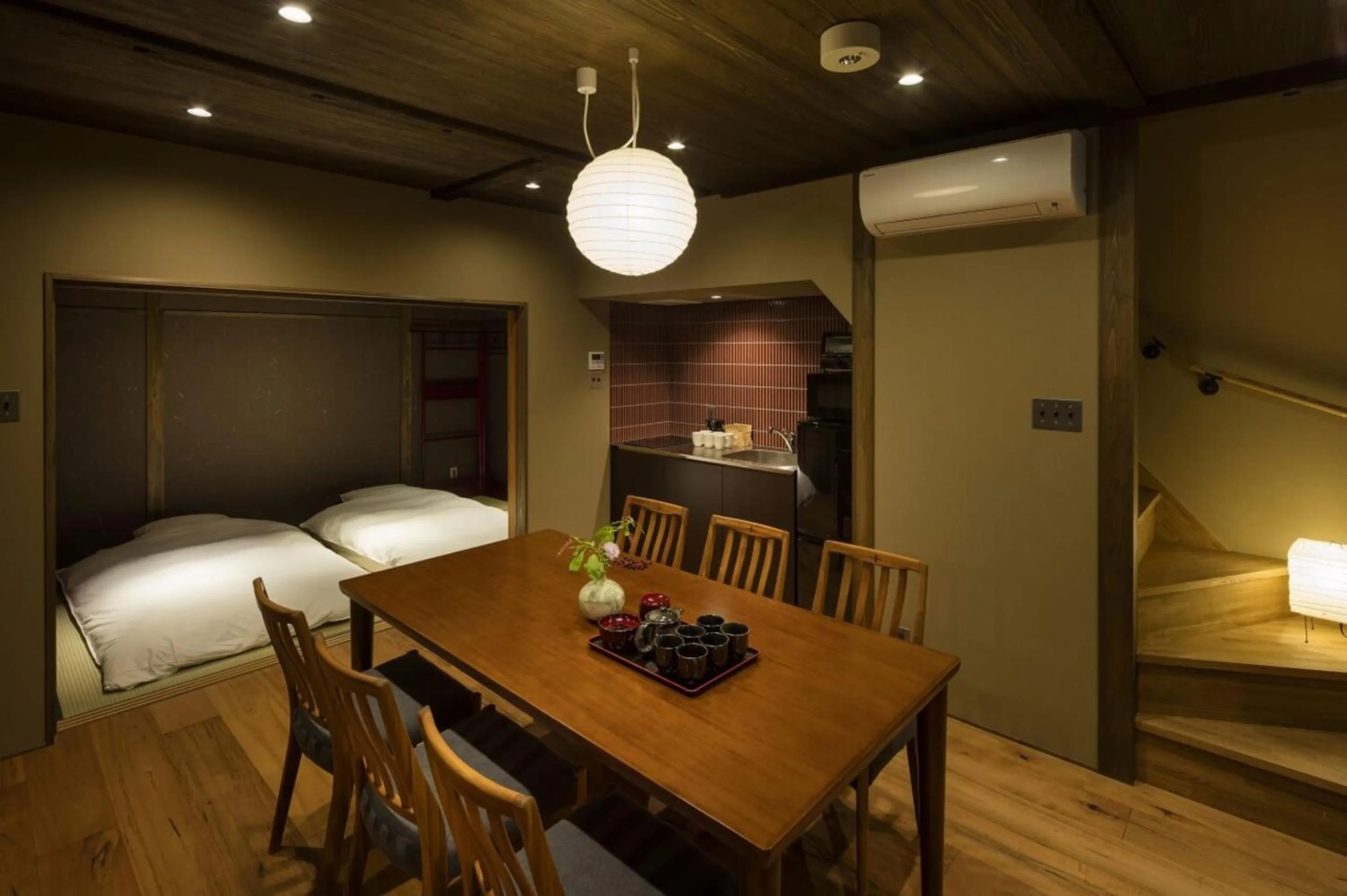 Dining area, Bed in Gion Minami Banka Machiya House