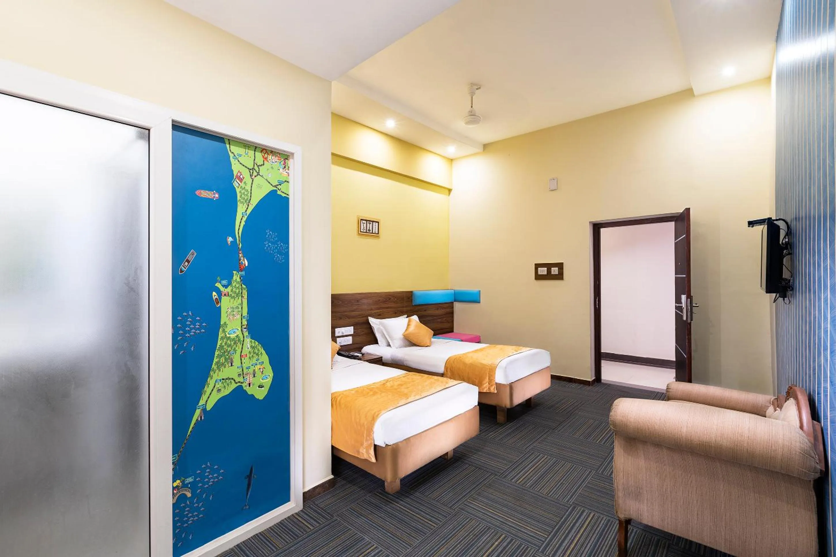 Living room, Bed in juSTa Sarang Rameshwaram