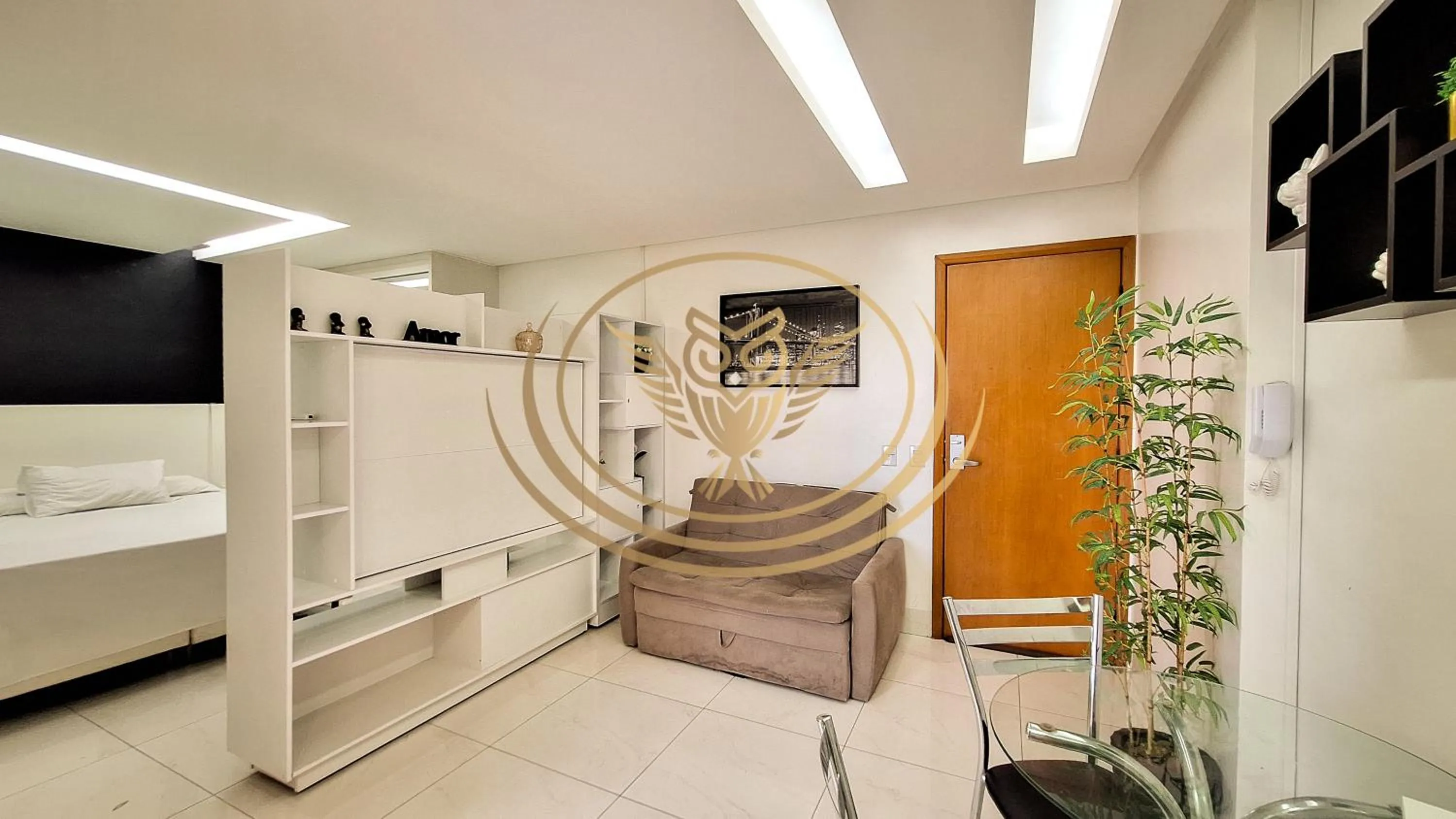 Living room, Bed in Coruja Imob - Flat Crystal Place