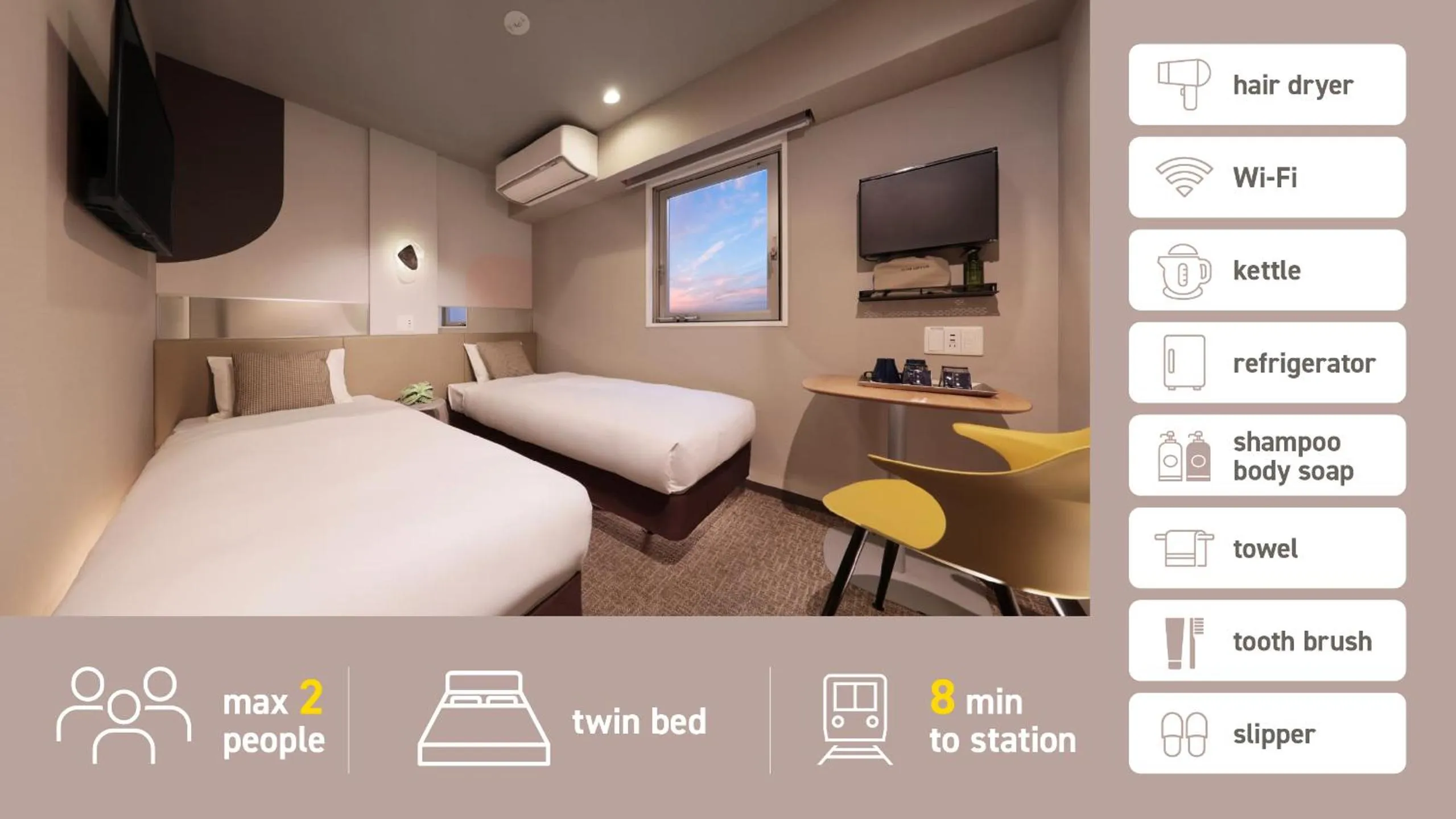 Twin Room in Tennouji Crystal Hotel