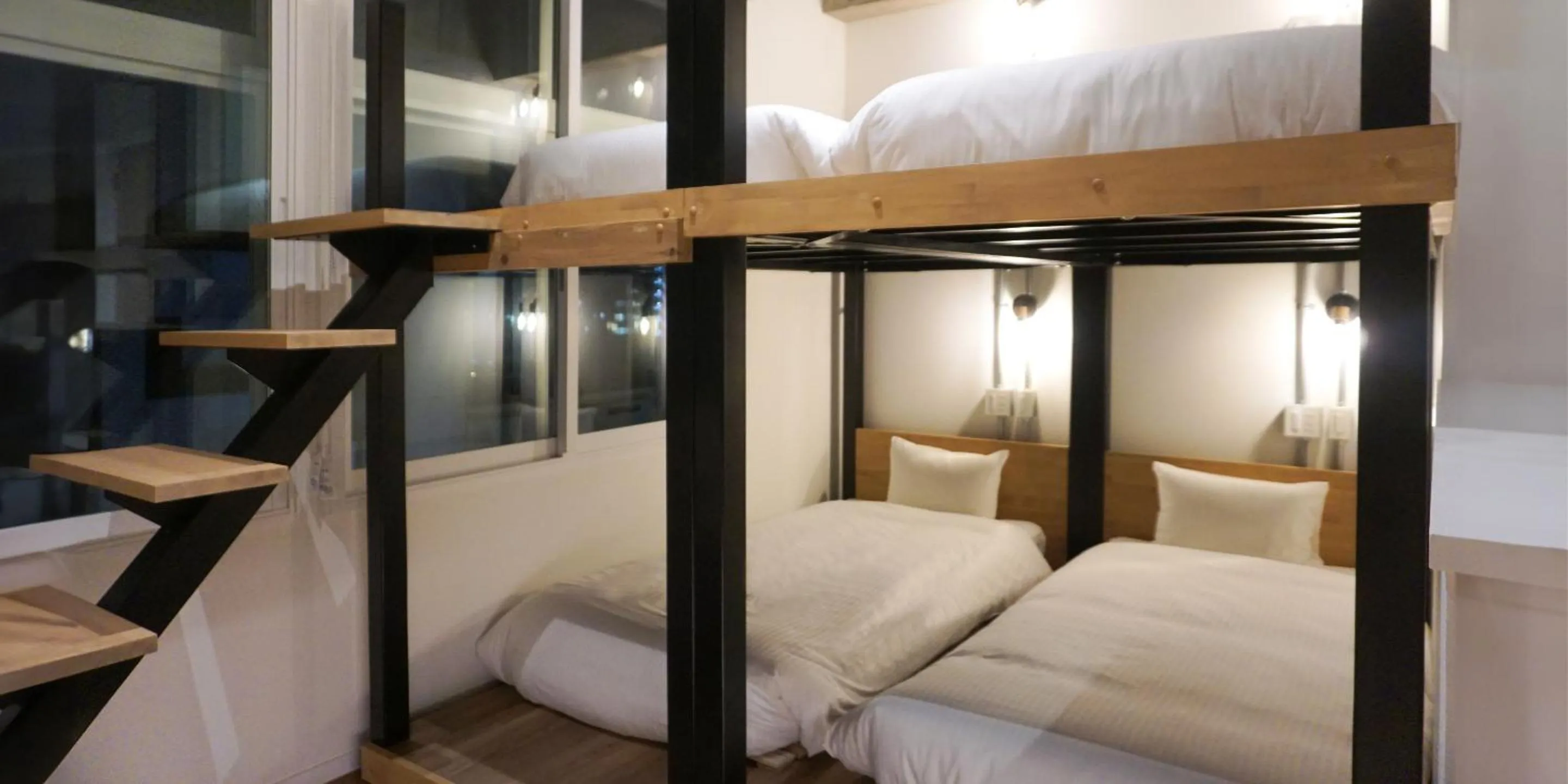 Photo of the whole room, Bed in HOTEL THE CUBE Naha Kokusai Street