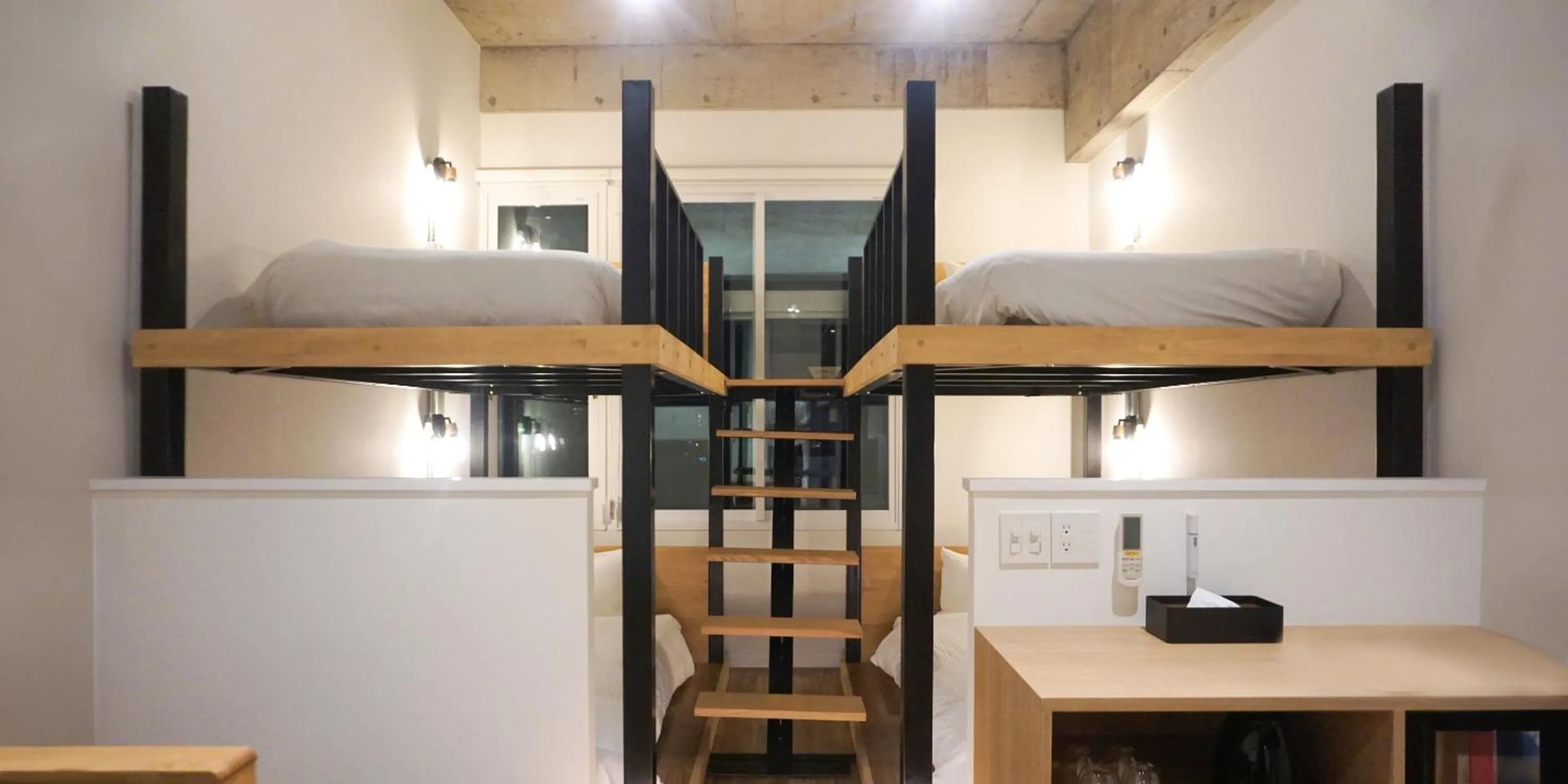 Photo of the whole room, Bed in HOTEL THE CUBE Naha Kokusai Street