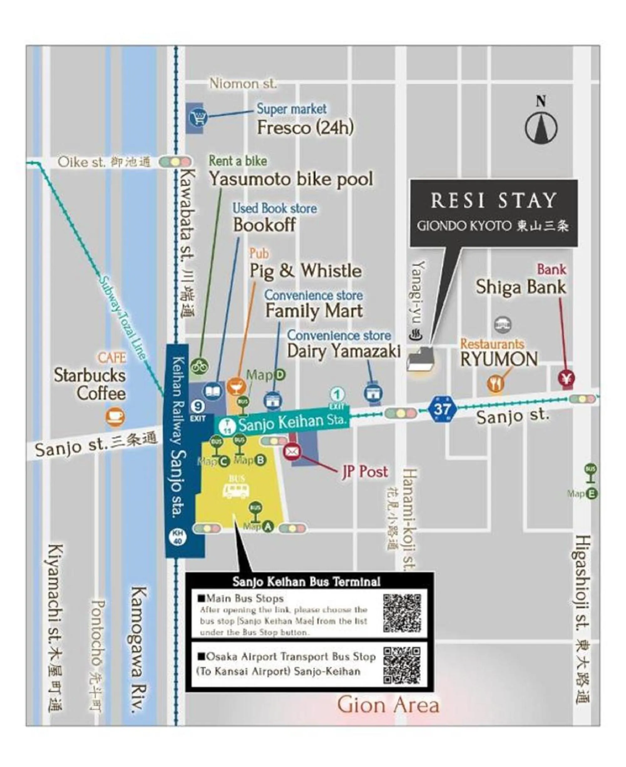 Location in RESI STAY GIONDO KYOTO Higashiyama Sanjo