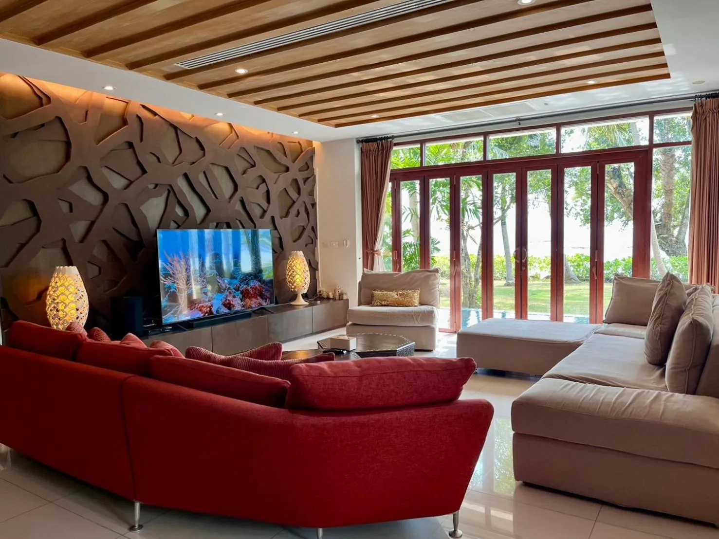 Living room in Amatapura Beachfront Villa 10 , SHA Certified