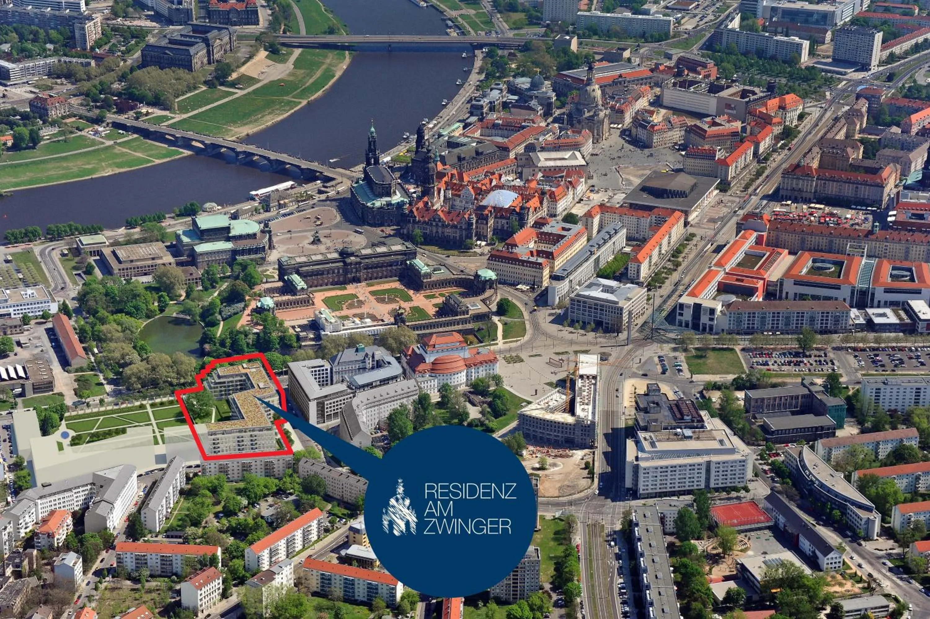 Bird's eye view in Residenz am Zwinger