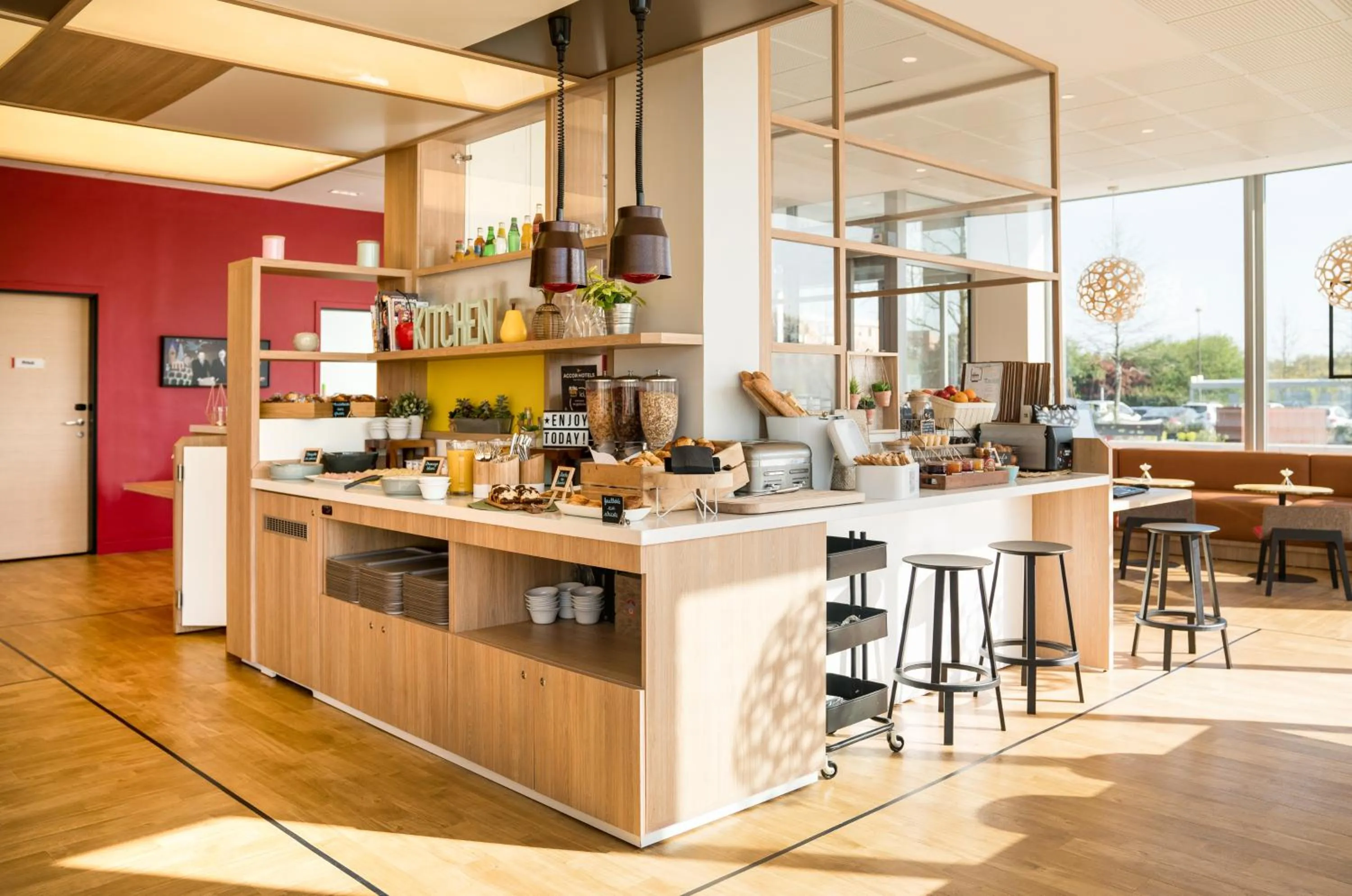 Buffet breakfast in ibis Styles Versailles Guyancourt