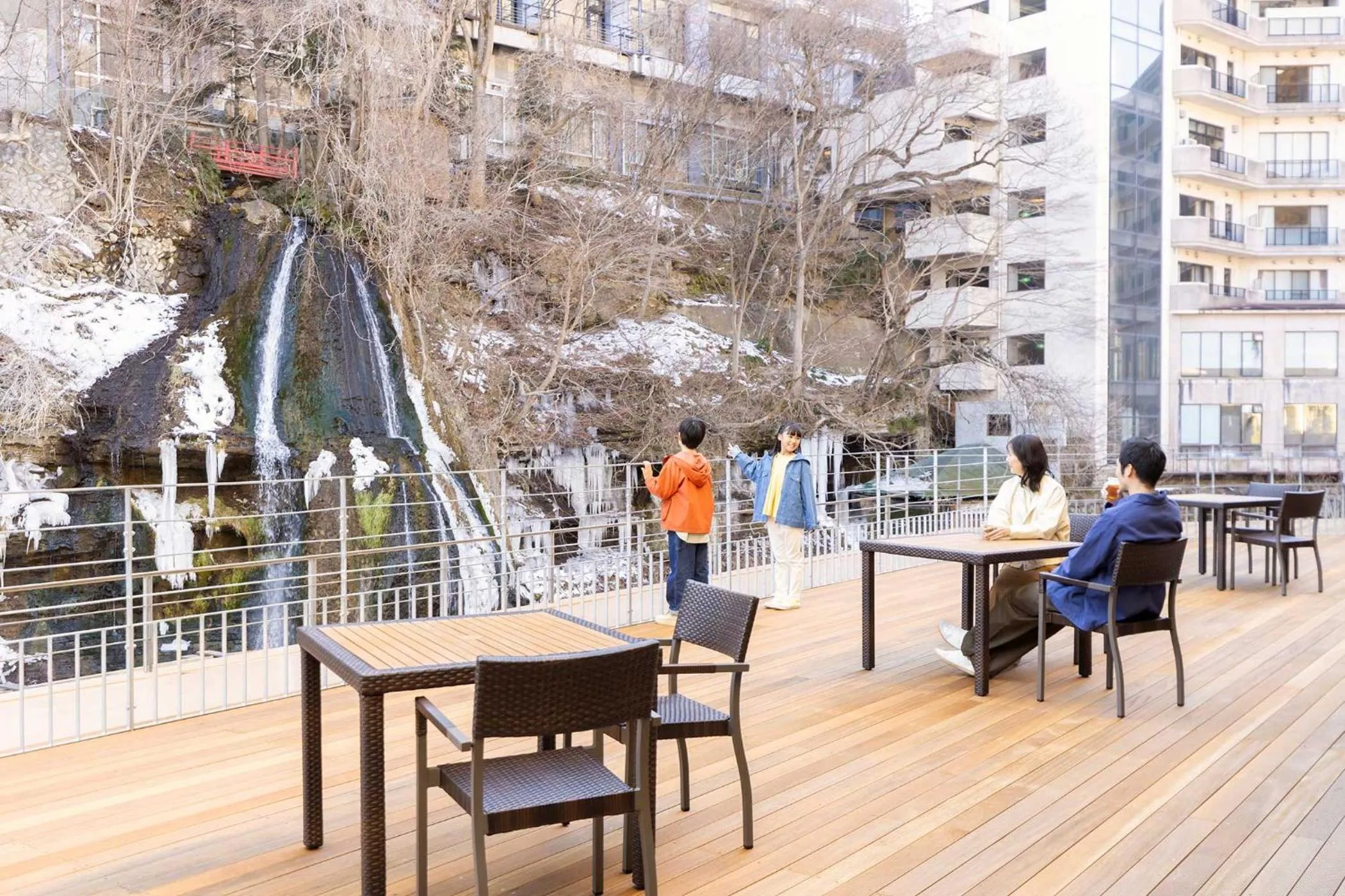 Balcony/Terrace in Ooedo Onsen Monogatari Premium Hotel New Shiobara