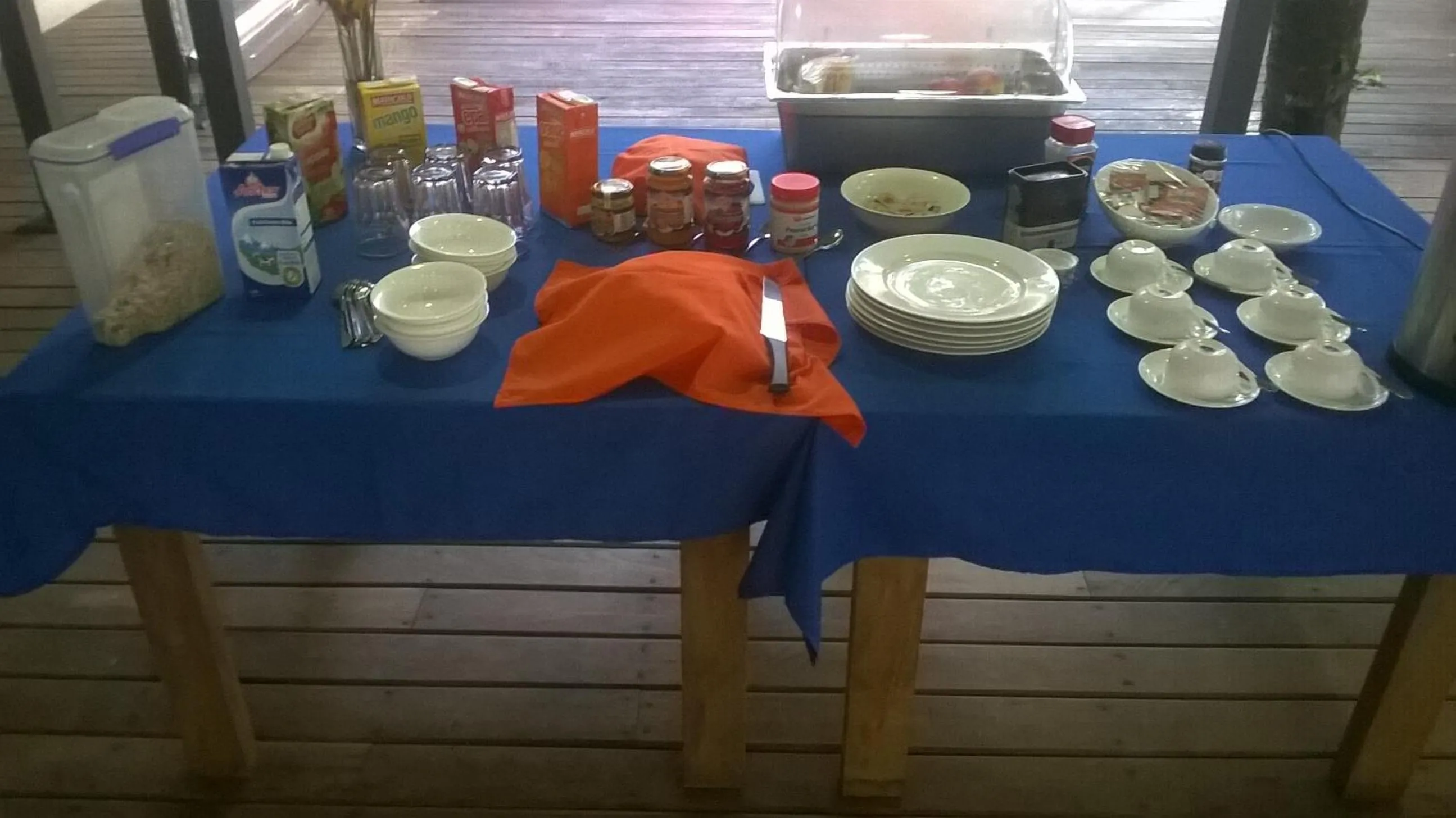 Buffet breakfast in Evis Resort at Nggatirana Island