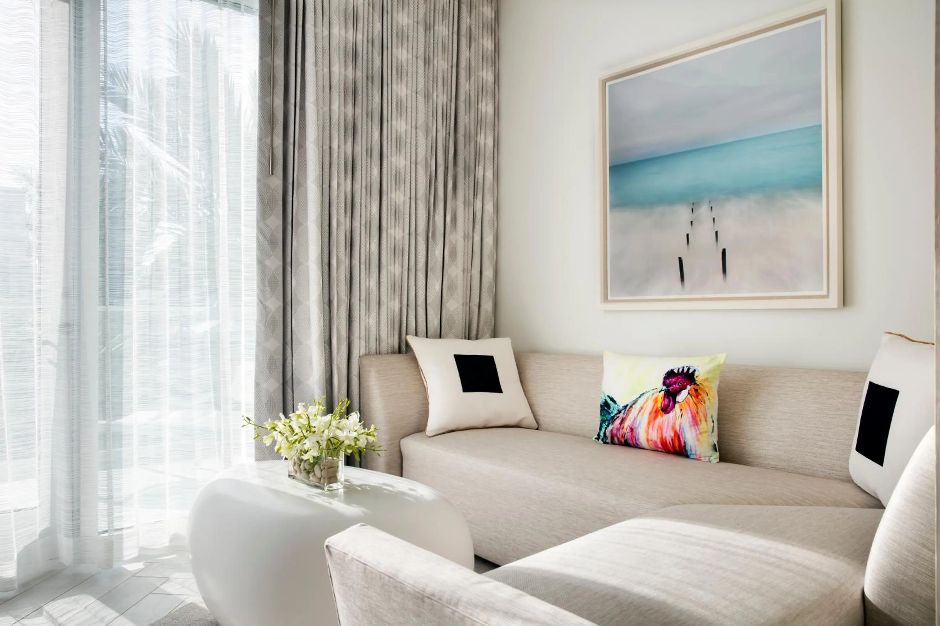 Seating area, Bed in H2O Suites- Adults Only