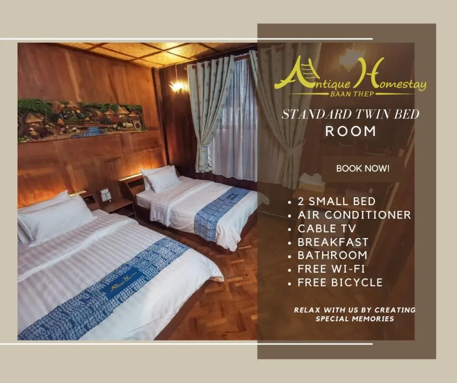 Bed in Baanthep Antique Homestay