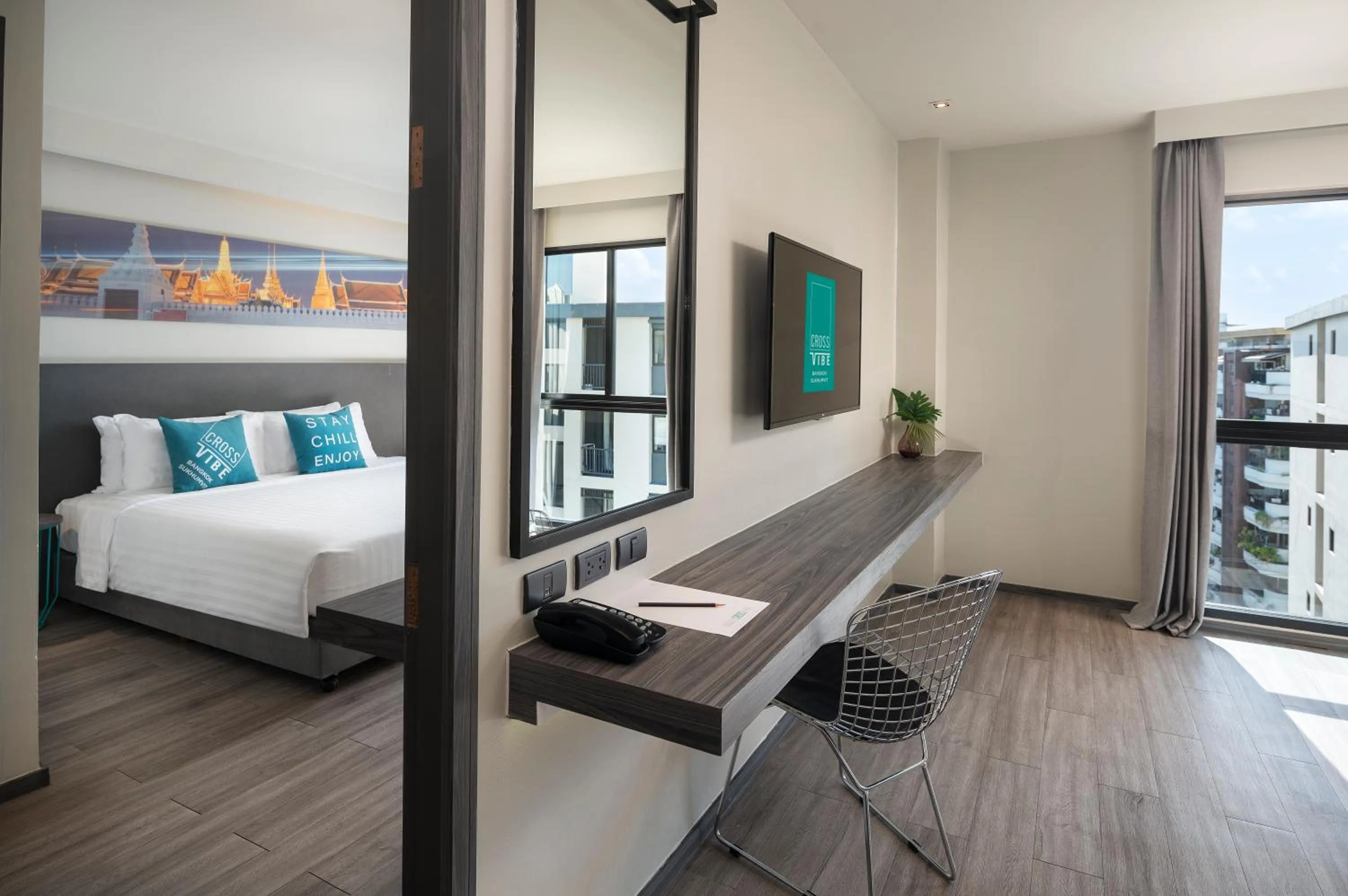 Living room, Bed in Cross Vibe Bangkok Sukhumvit