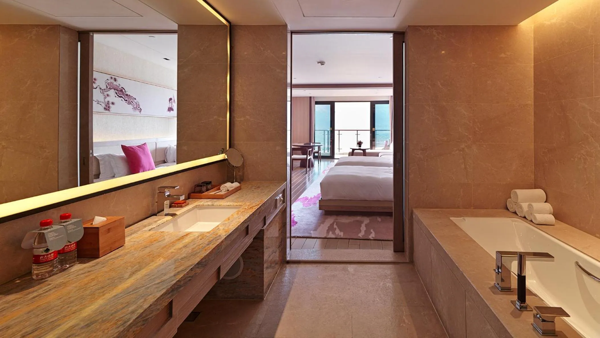 Bathroom, Bed in Crowne Plaza Ningbo Xiangshan Sea View by IHG