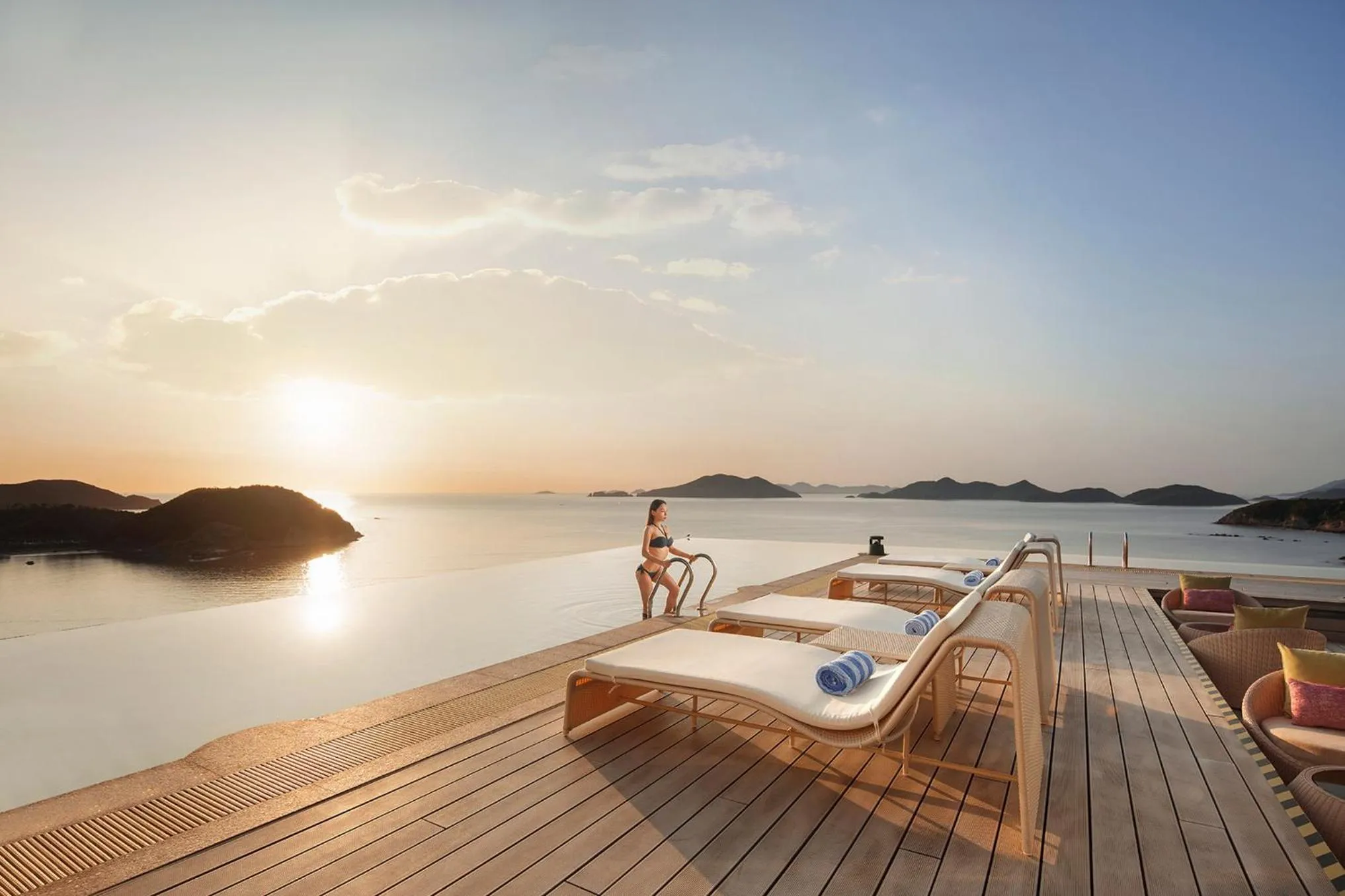 Swimming pool in Crowne Plaza Ningbo Xiangshan Sea View by IHG