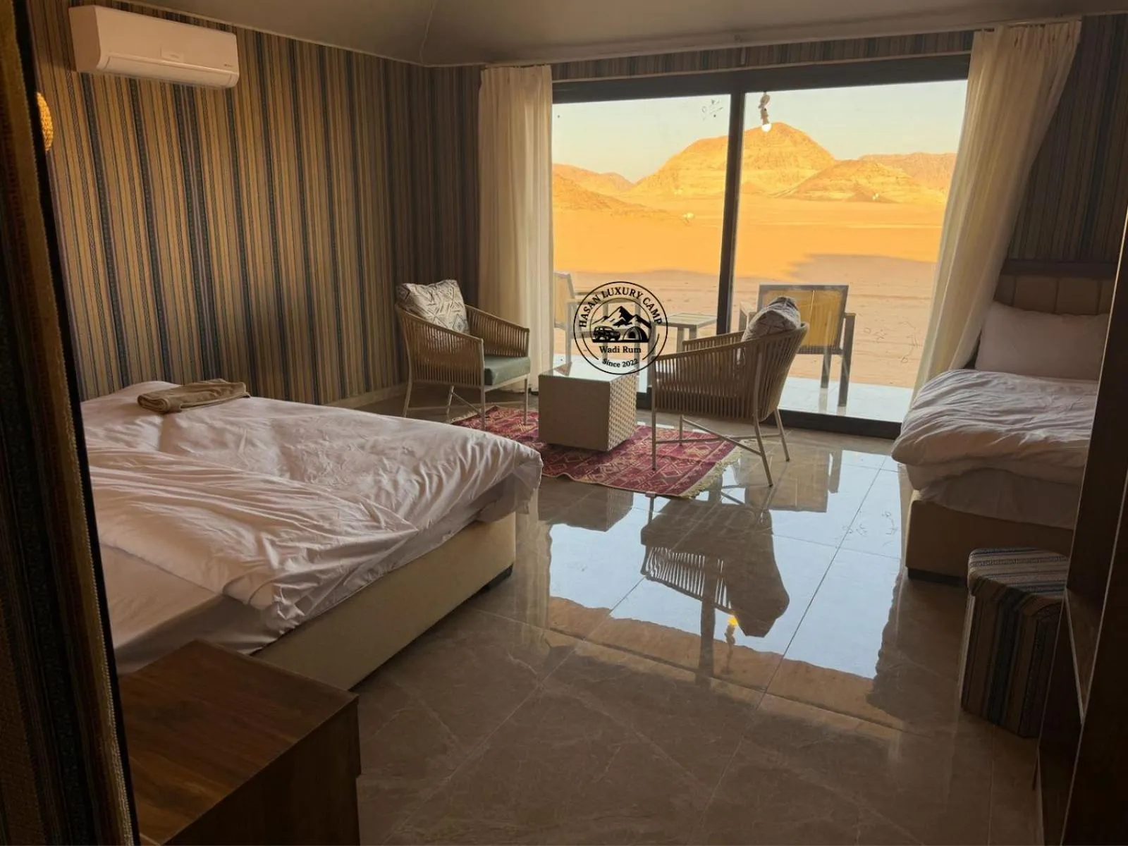 Bed in Hasan Zawaideh luxury camp 2