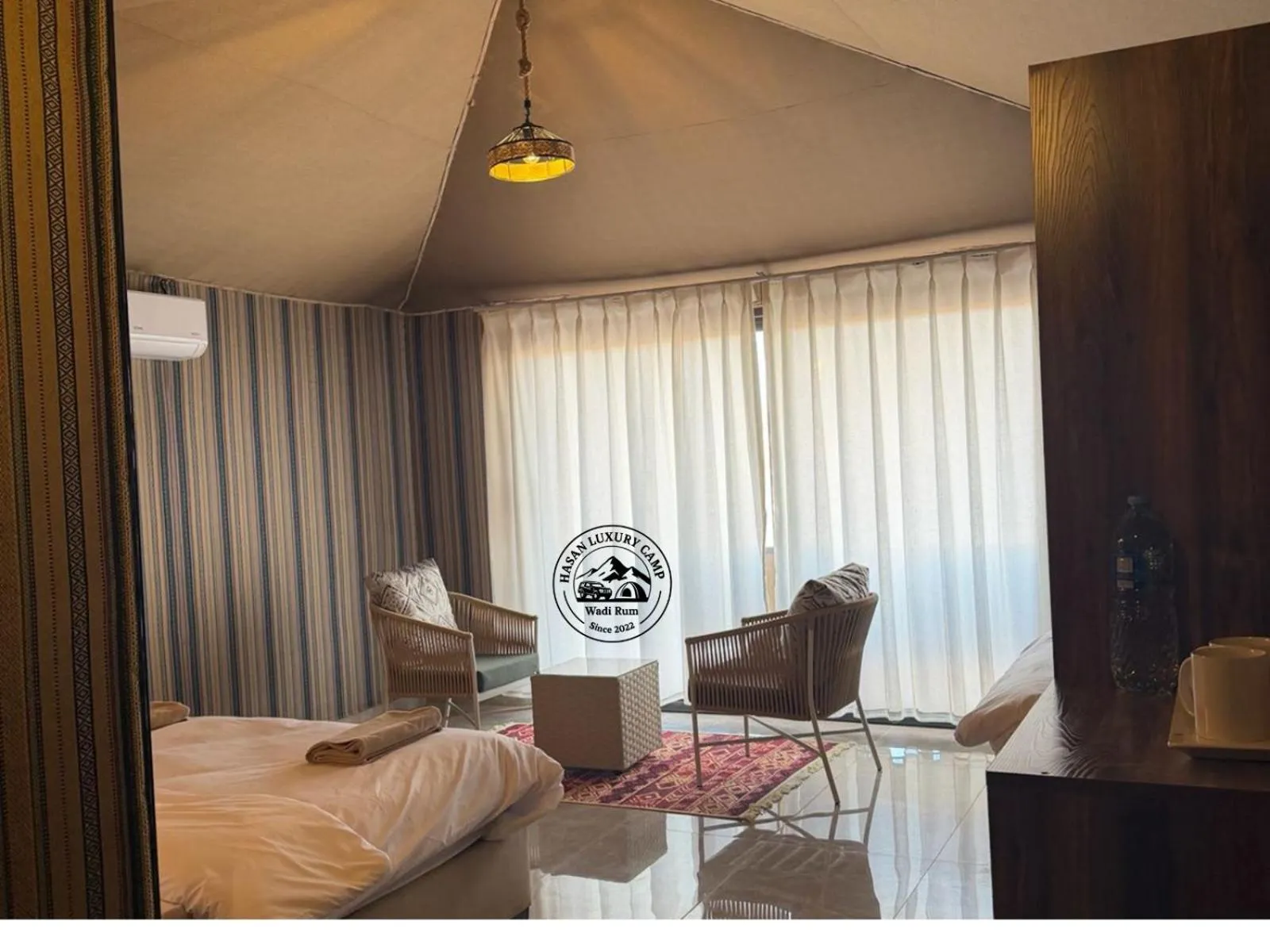 Bed in Hasan Zawaideh luxury camp 2