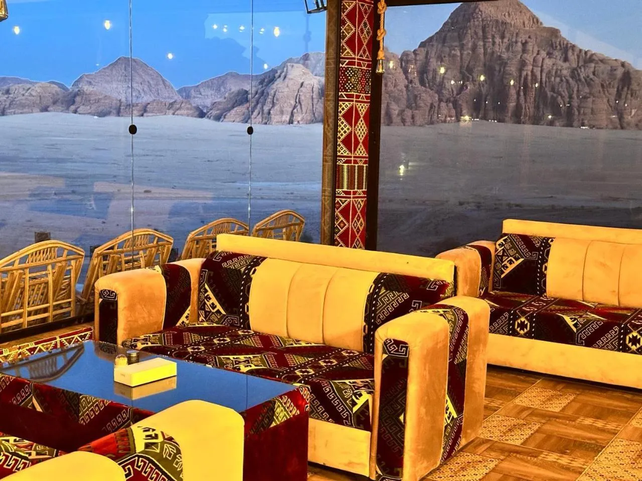 Seating area in Hasan Zawaideh luxury camp 2