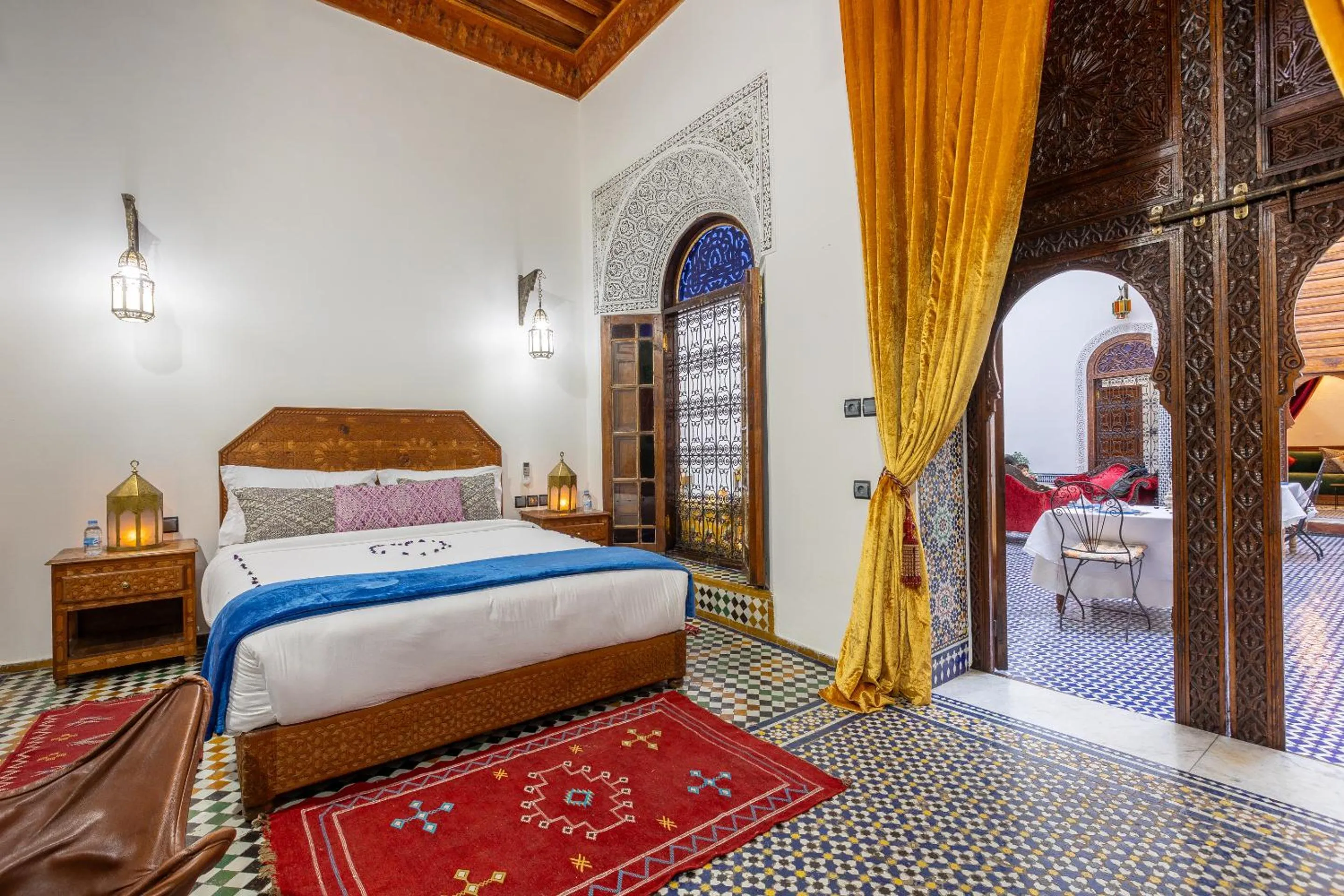Bedroom, Bed in Palais Nazha Fes - Luxury Lodging