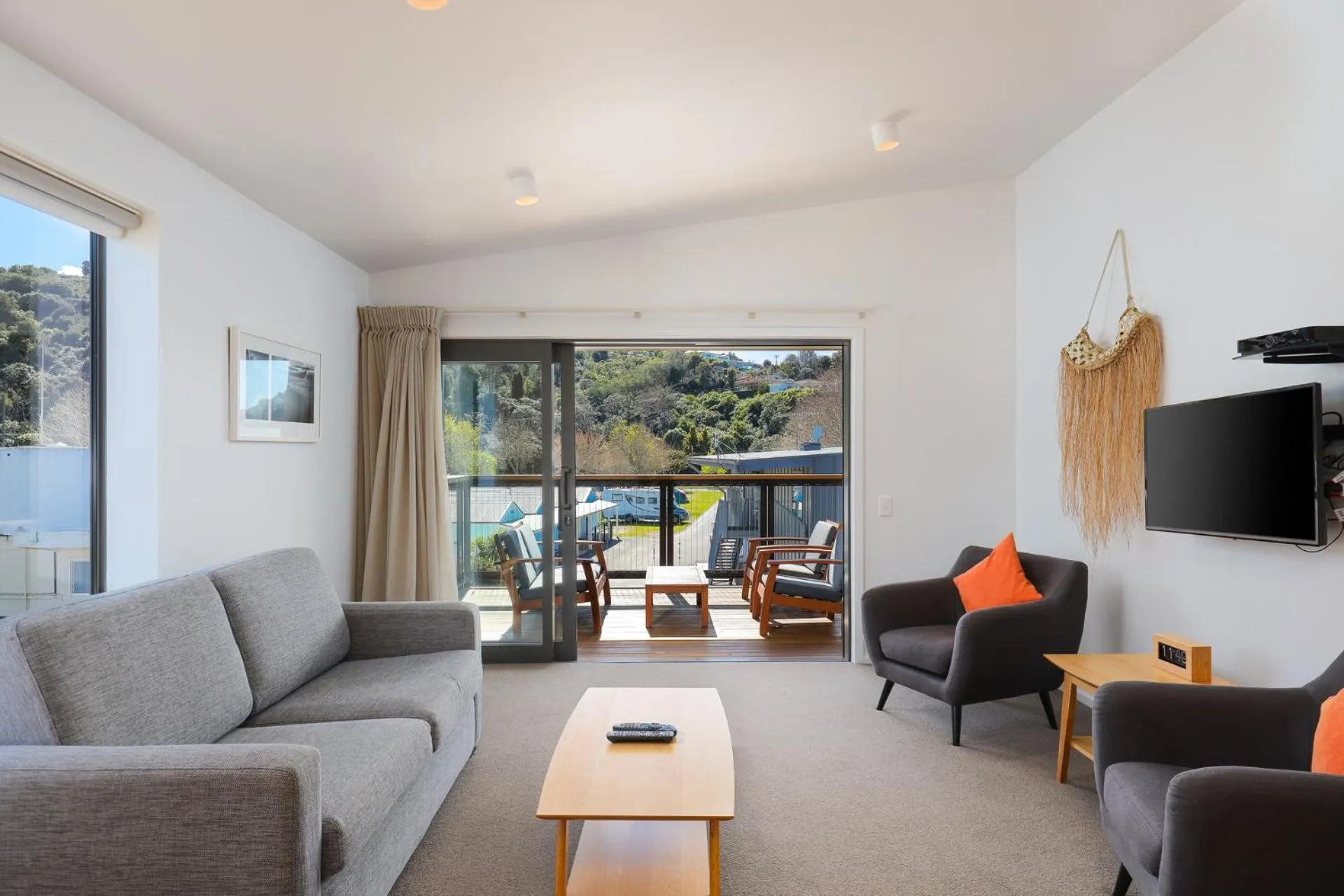 Living room in Kaiteriteri Recreation Reserve Apartments