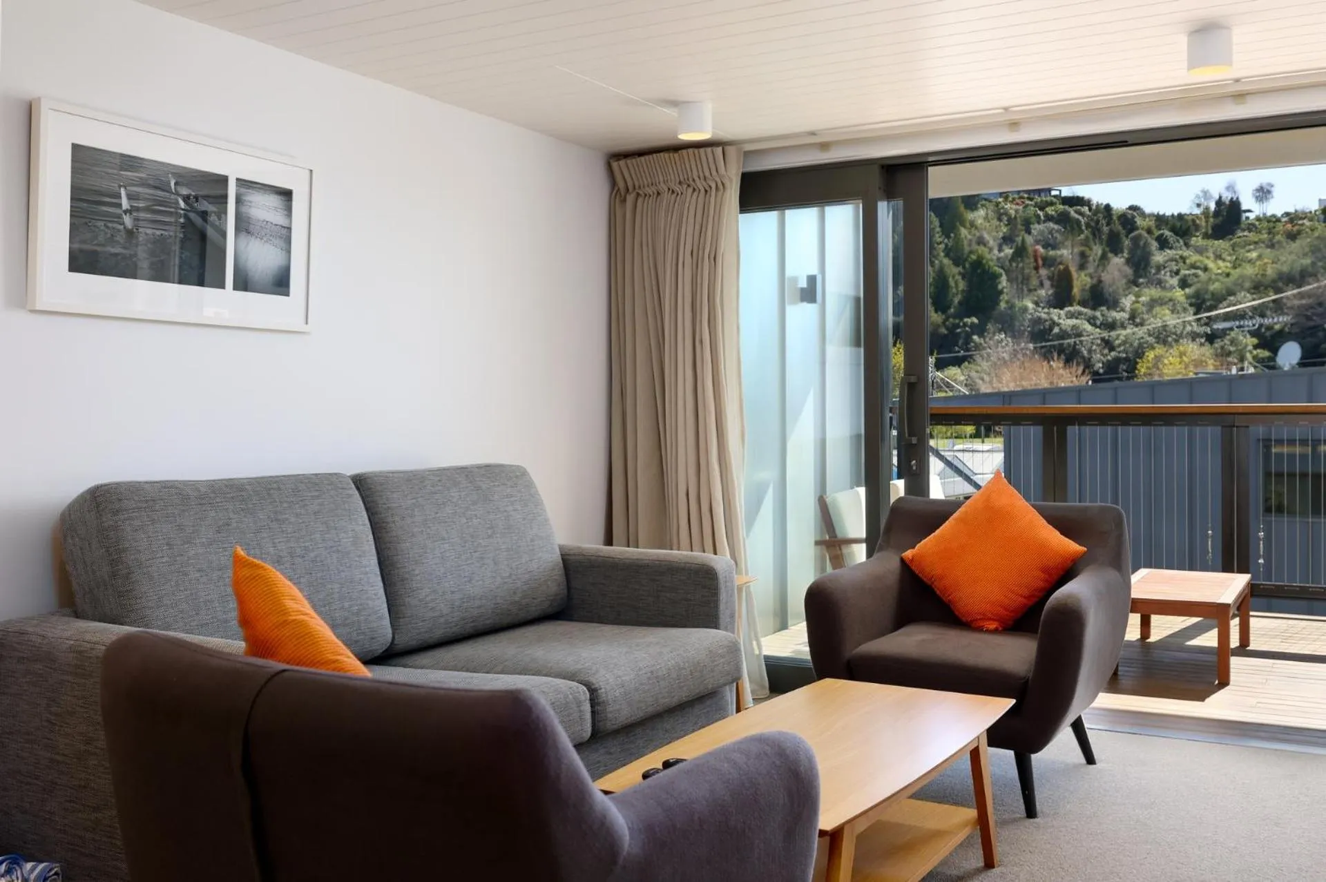 Living room in Kaiteriteri Recreation Reserve Apartments
