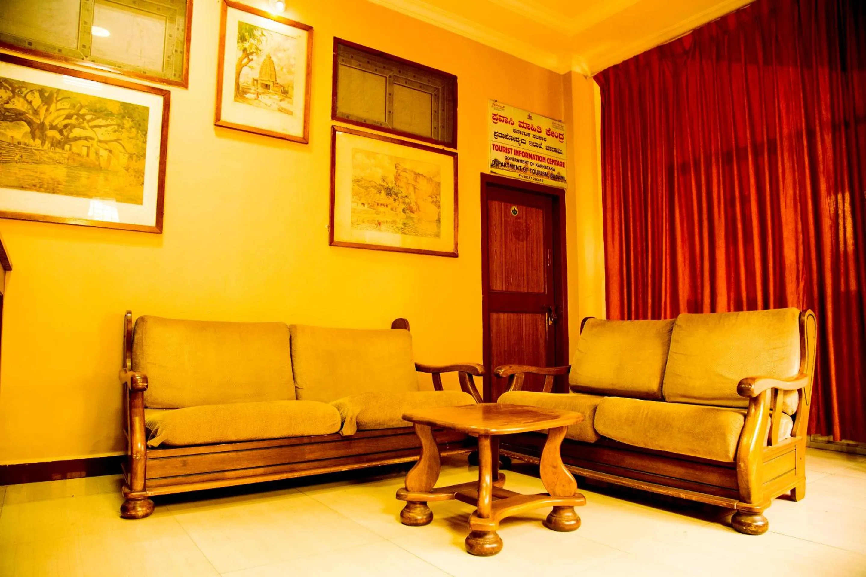 Seating area in KSTDC Hotel Mayura Chalukya, Badami
